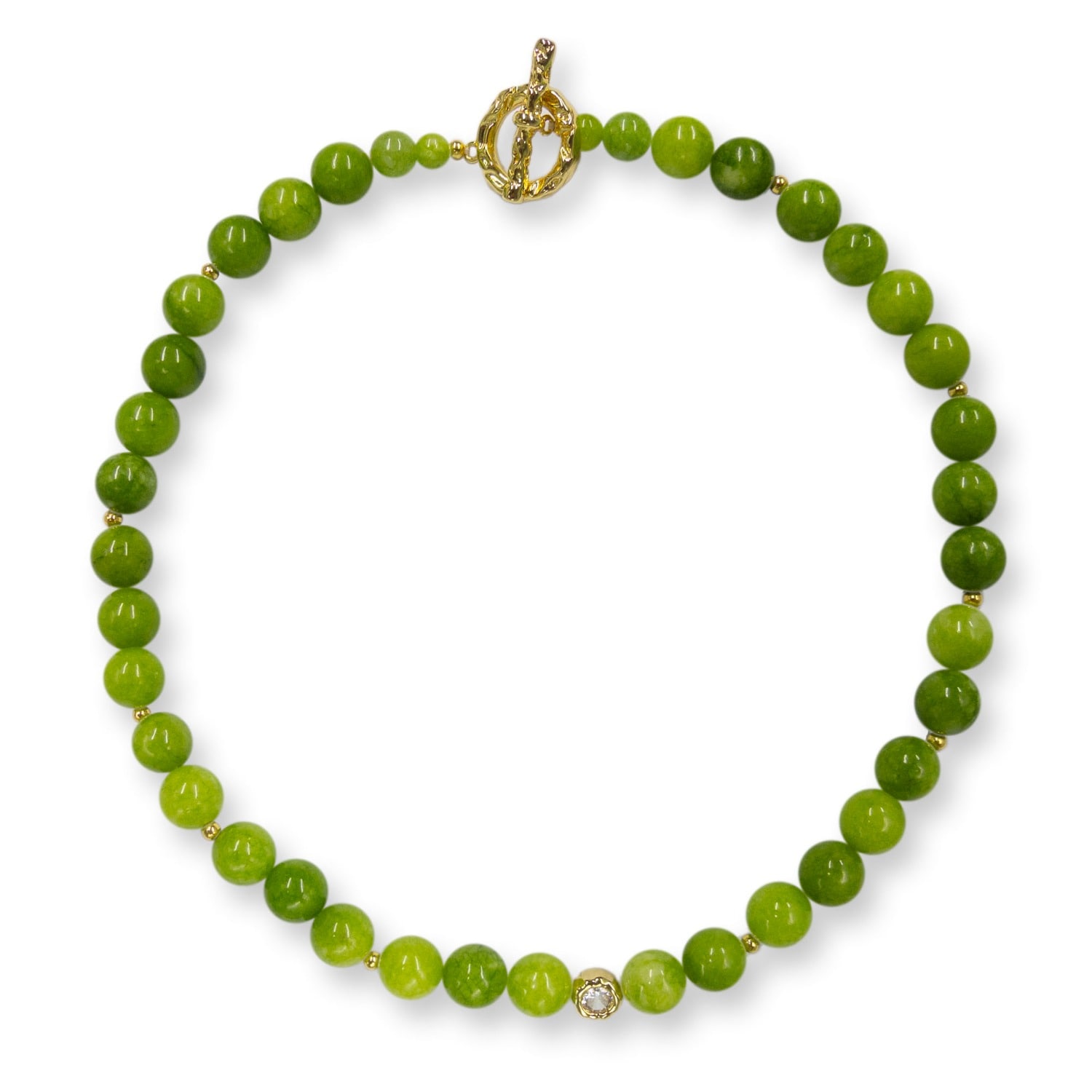 Classicharms Women's Green Olivia Peridot Bead  Choker Necklace-small In Green