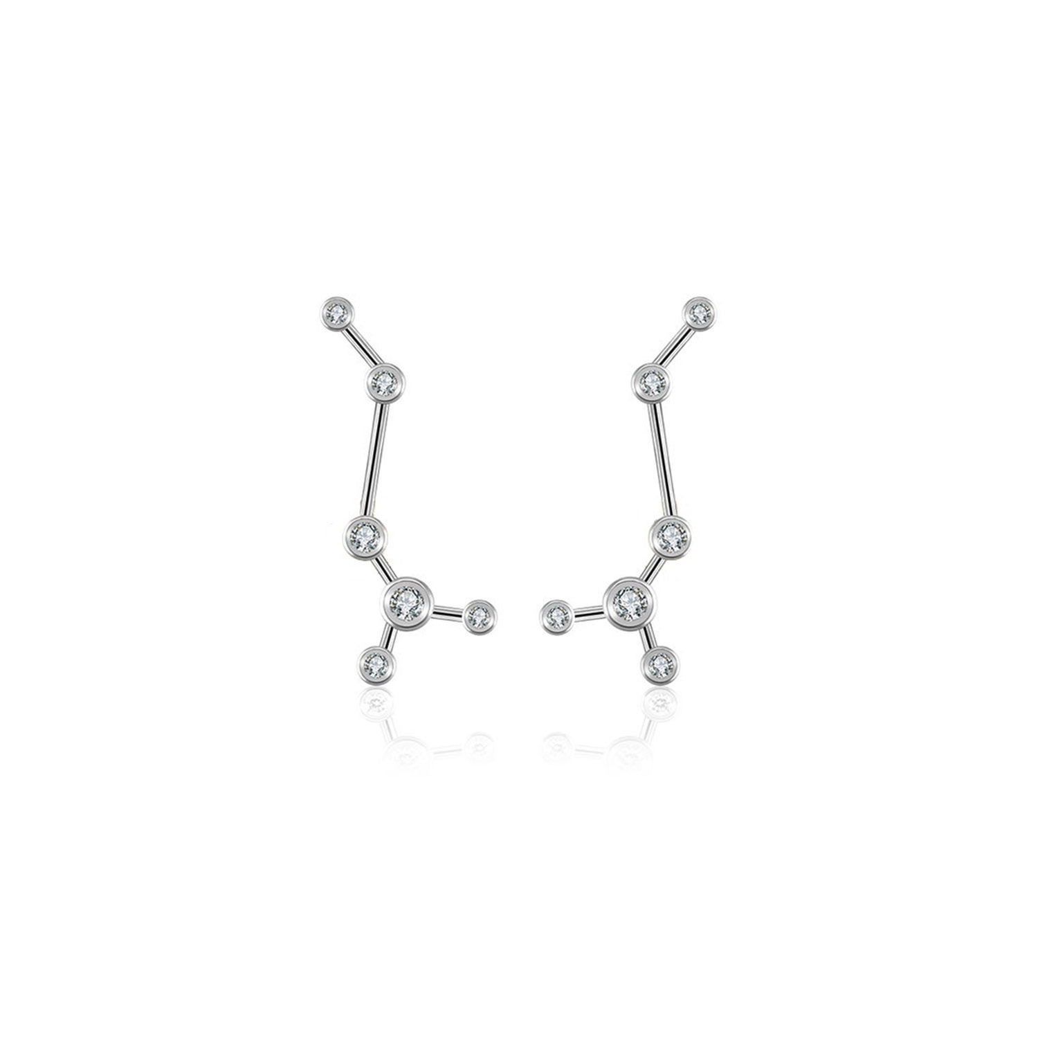 Genevieve Collection Women's Scorpio Zodiac Constellation Earring 18k White Gold & Diamond In White