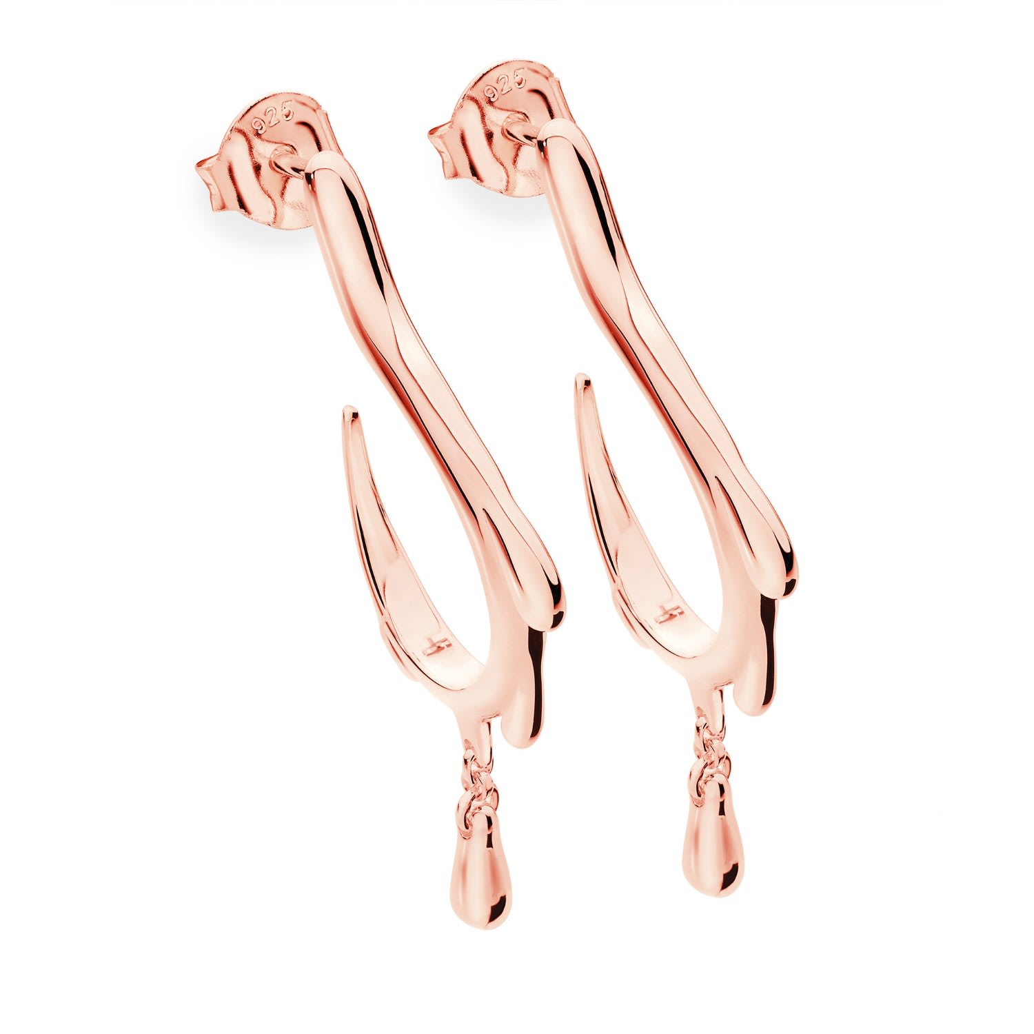 Women’s Dripping Hoop Earrings In Rose Gold Vermeil Lucy Quartermaine