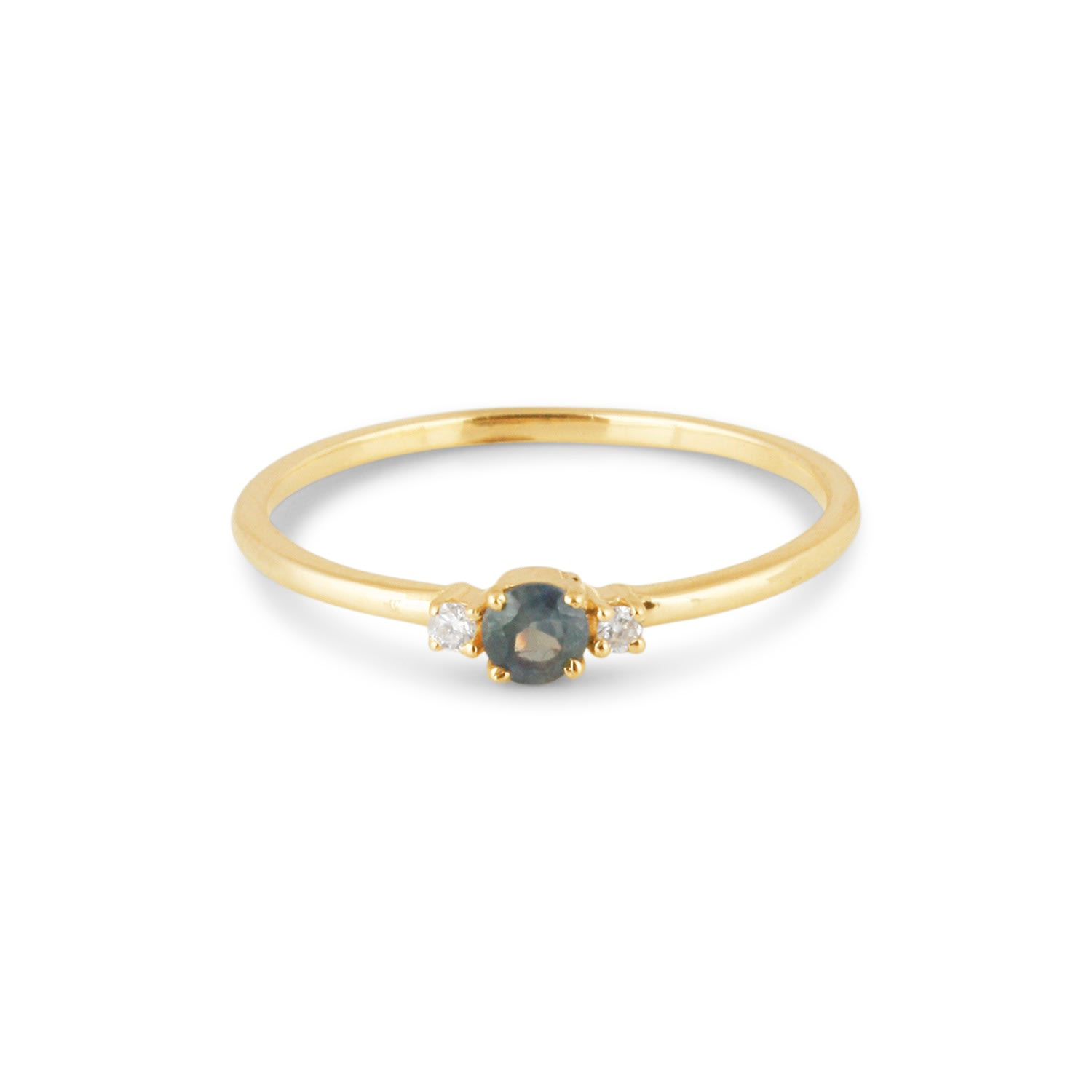 Women’s Alexandrite Round And Diamond Ring In 18K Yellow Gold Tresor Collection