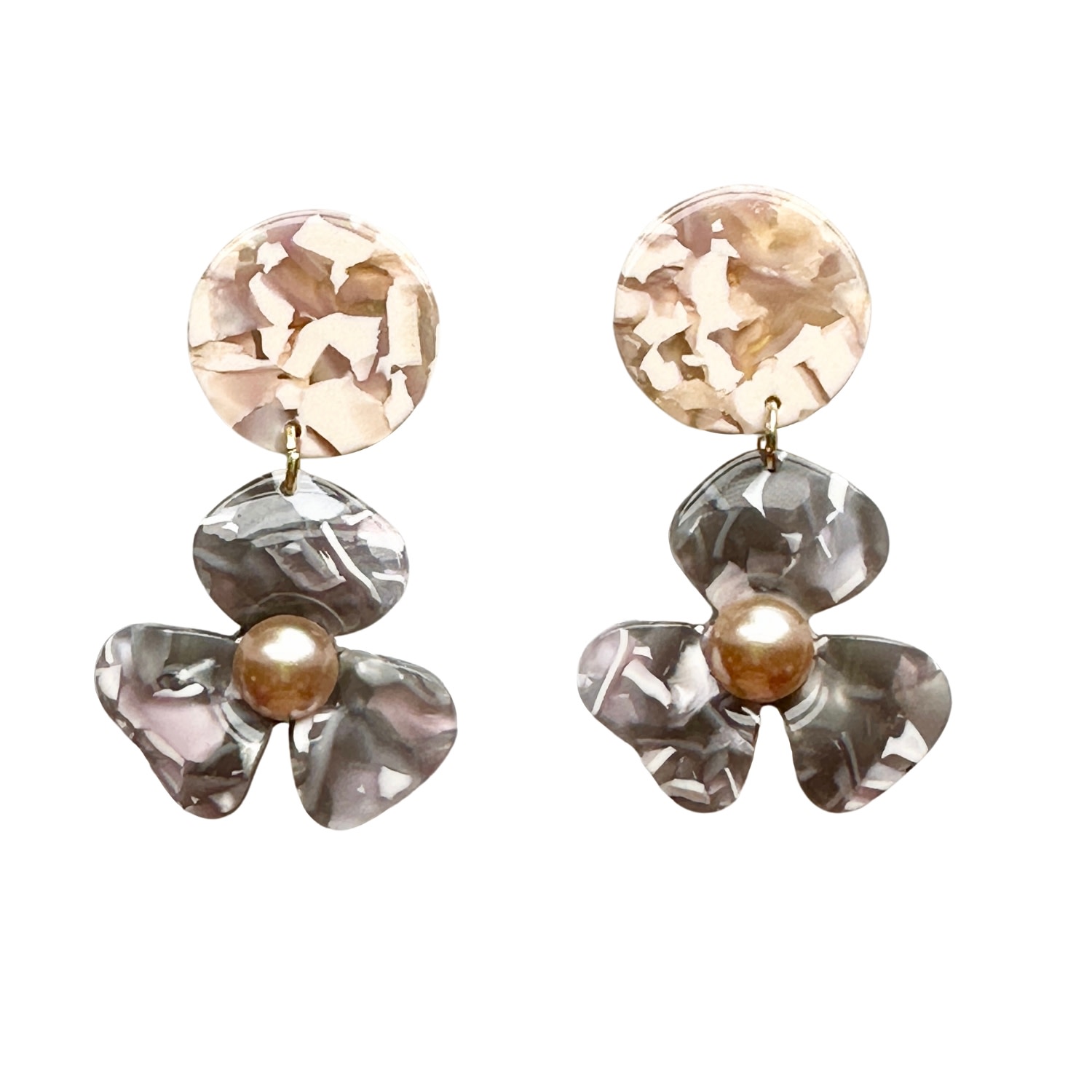 Women’s Neutrals / Grey Pearl Water Poppy Drop Earrings In Glass Half Full Closet Rehab