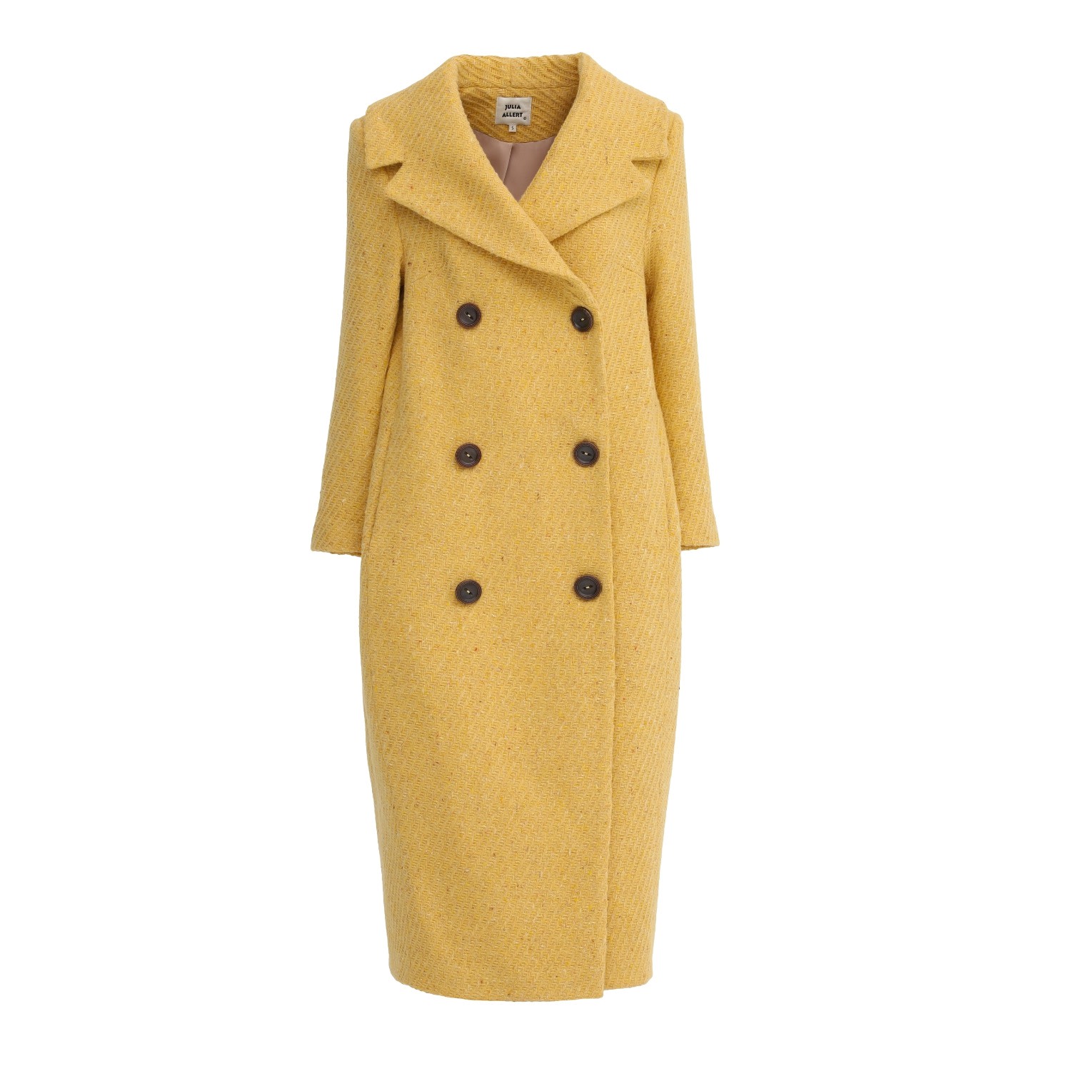 Julia Allert Women's Yellow Classic Wool-blend Double-breasted Coat – Mustard In Yellow