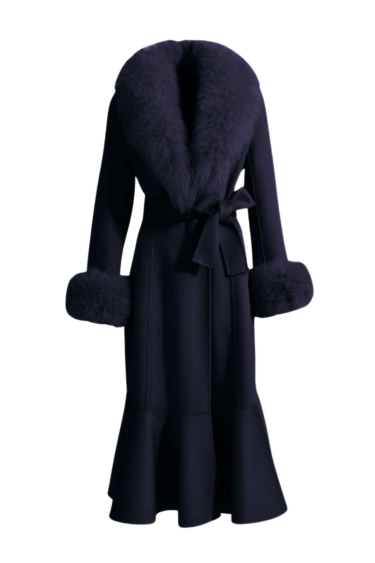 Hortons England Women's Blue Westminster Cashmere Peplum Coat Navy In Blue