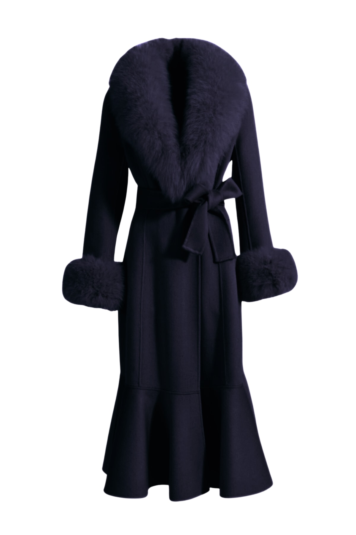 Women’s Blue Westminster Cashmere Peplum Coat Navy Large Hortons England