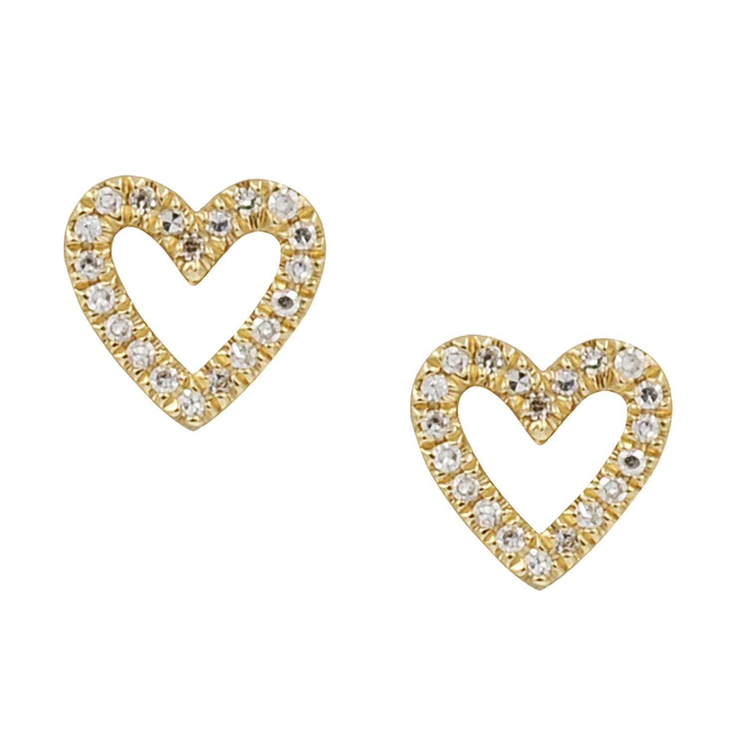 Kamaria Women's Gold Open Heart Diamond Studs In Gold
