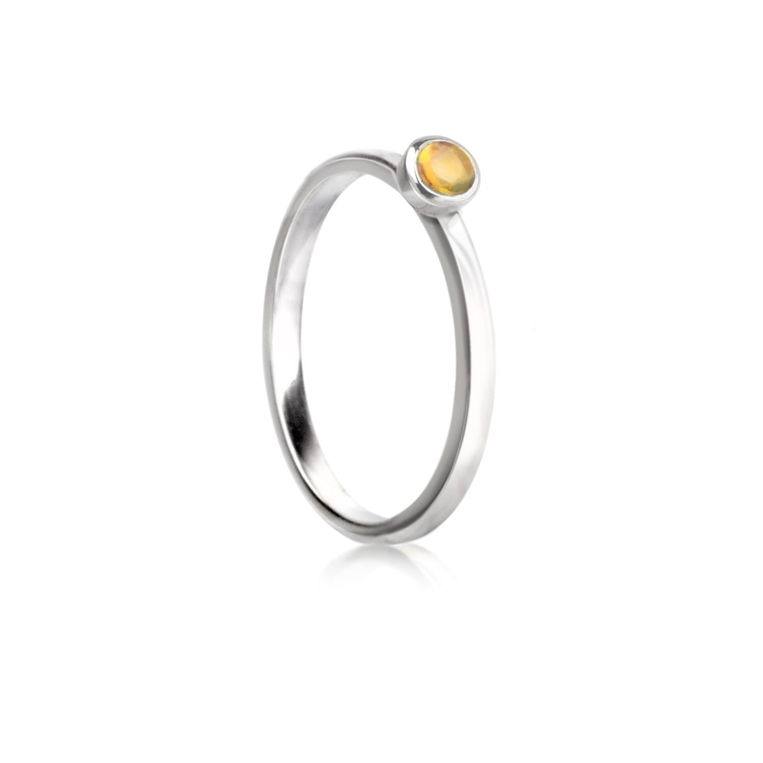 The Jewellery Store London Women's Yellow / Orange / Silver November Birthstone Stackable Ring With Citrine Gemstone In Sterlin