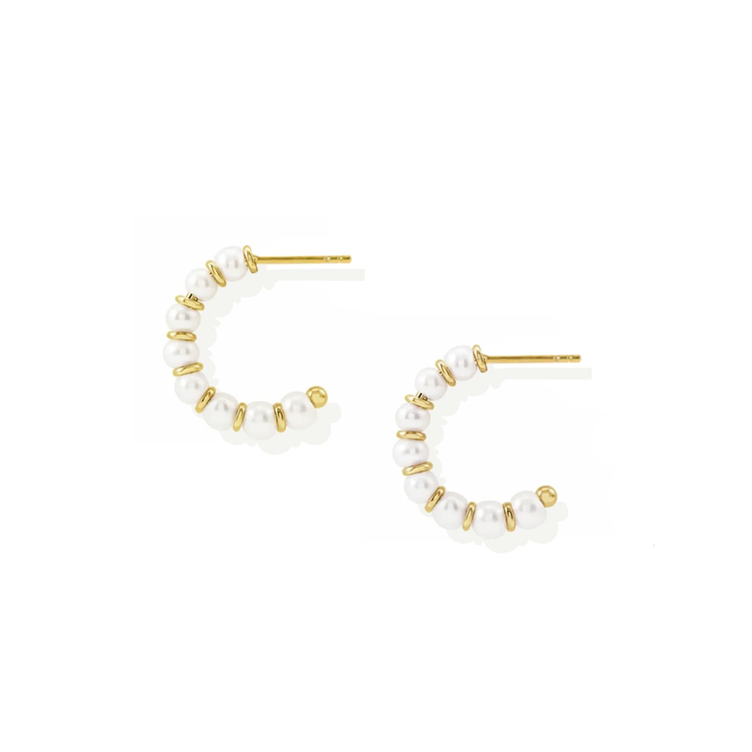 Women’s Gold / White Small Olivia Pearl Hoops Rosario Navia