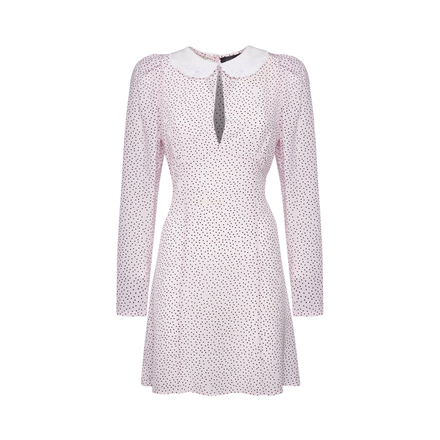 Sveta Milano Women's White Seattle Polka-dot Silk Dress With Embroidered Collar In White