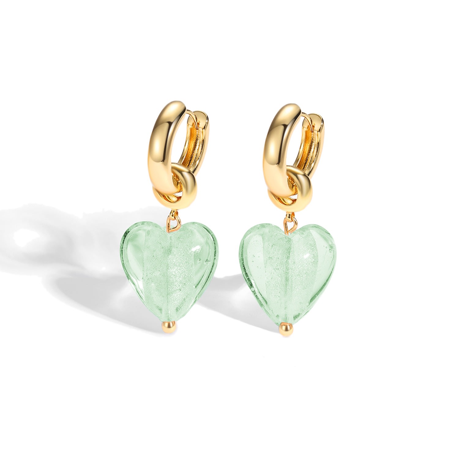 Shop Classicharms Women's Esmée Lime Green Glaze Heart Dangle Earrings