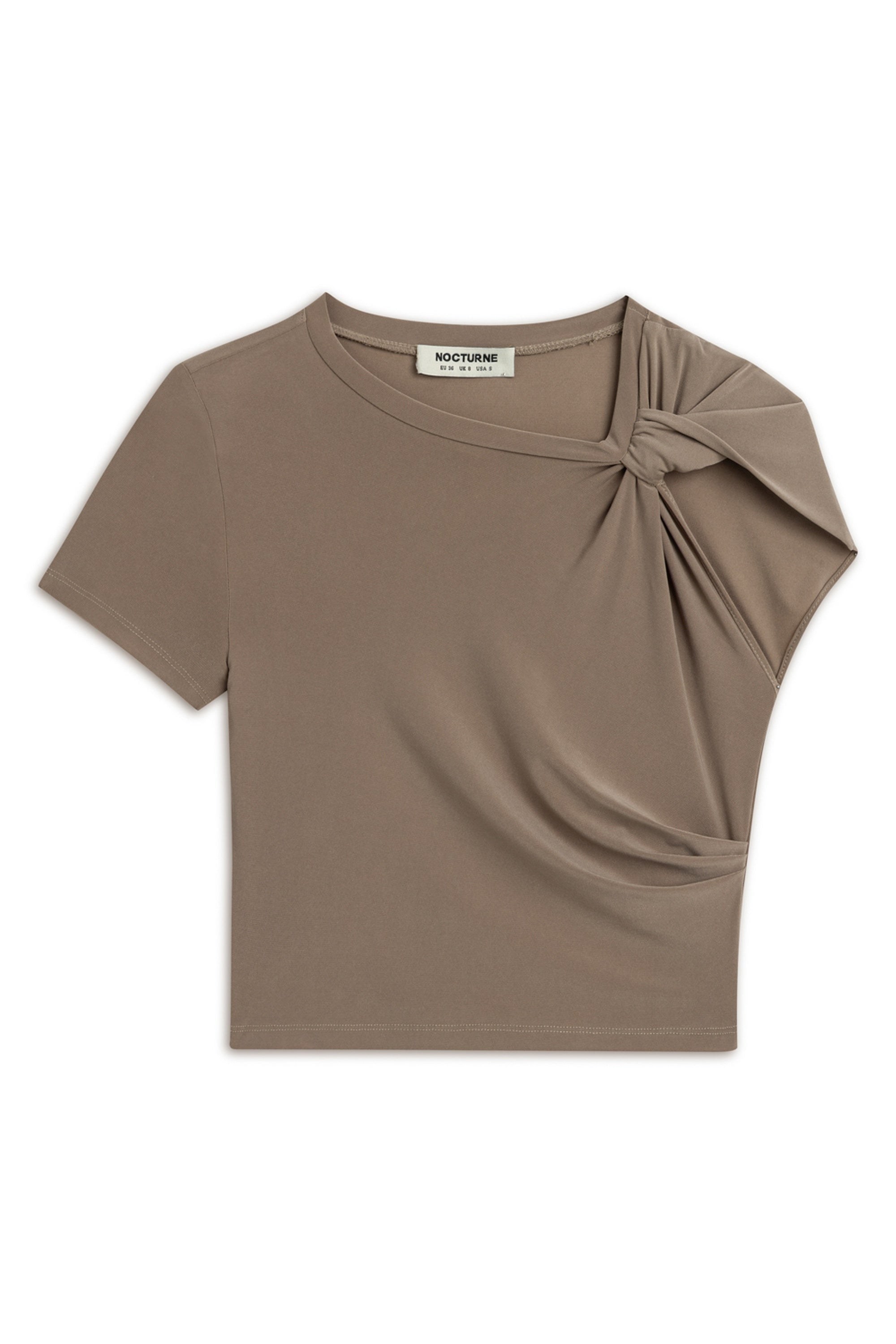 Nocturne Crop Top With Twisted Detail In Brown