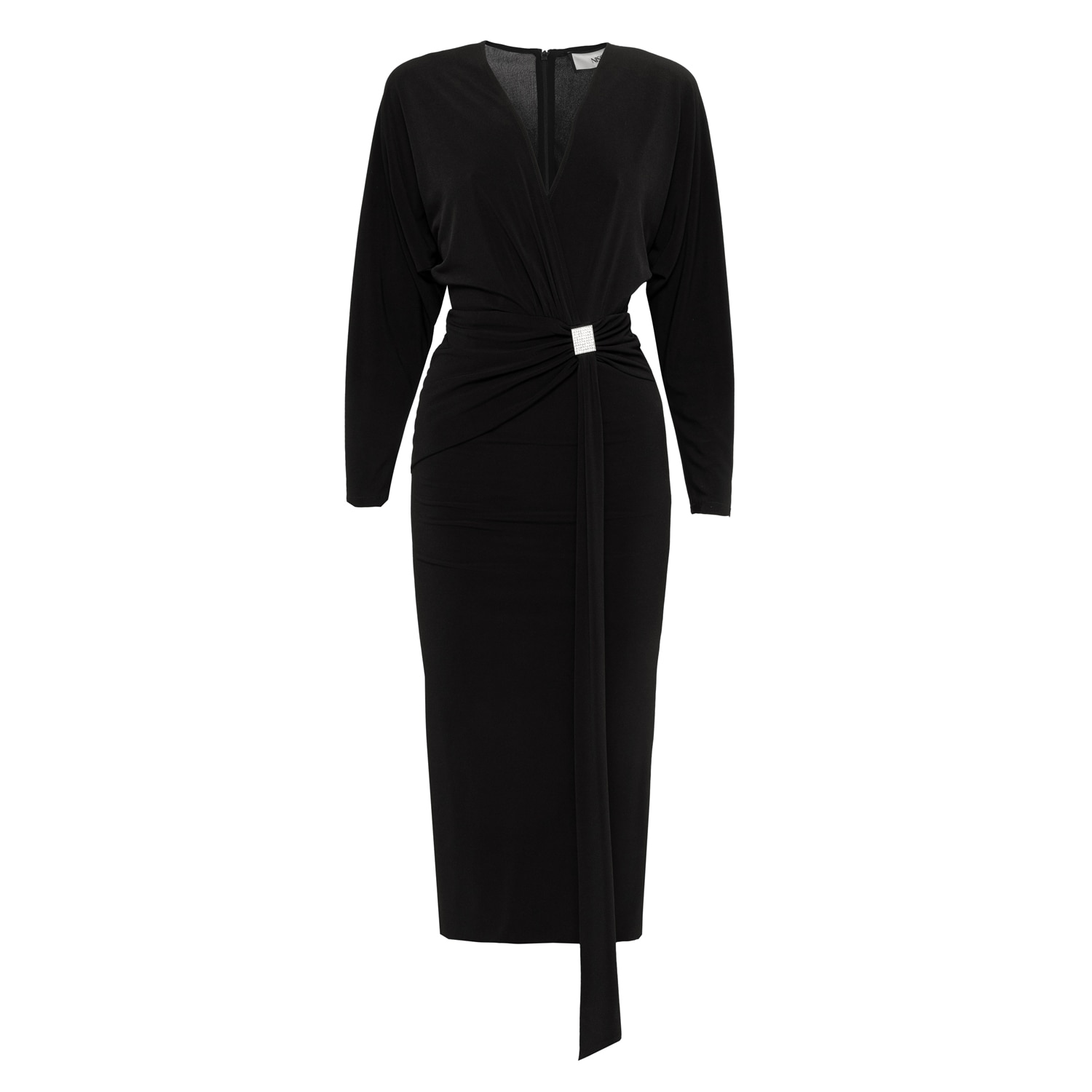 Nissa Women's Black Crystal-detail Jersey Midi Dress In Black