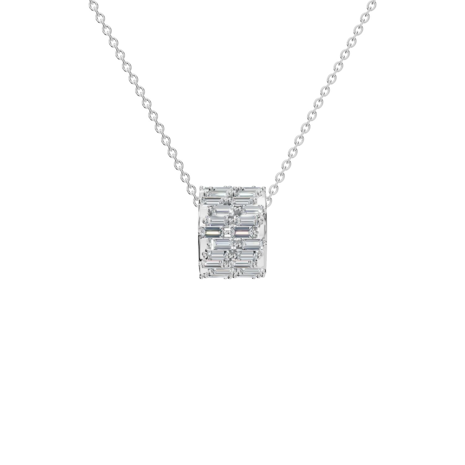 Aya Fine Jewelry Women's White / Yellow / Rose Gold Eighteen Kt  Baguette Barrel Pendant Necklace In Metallic