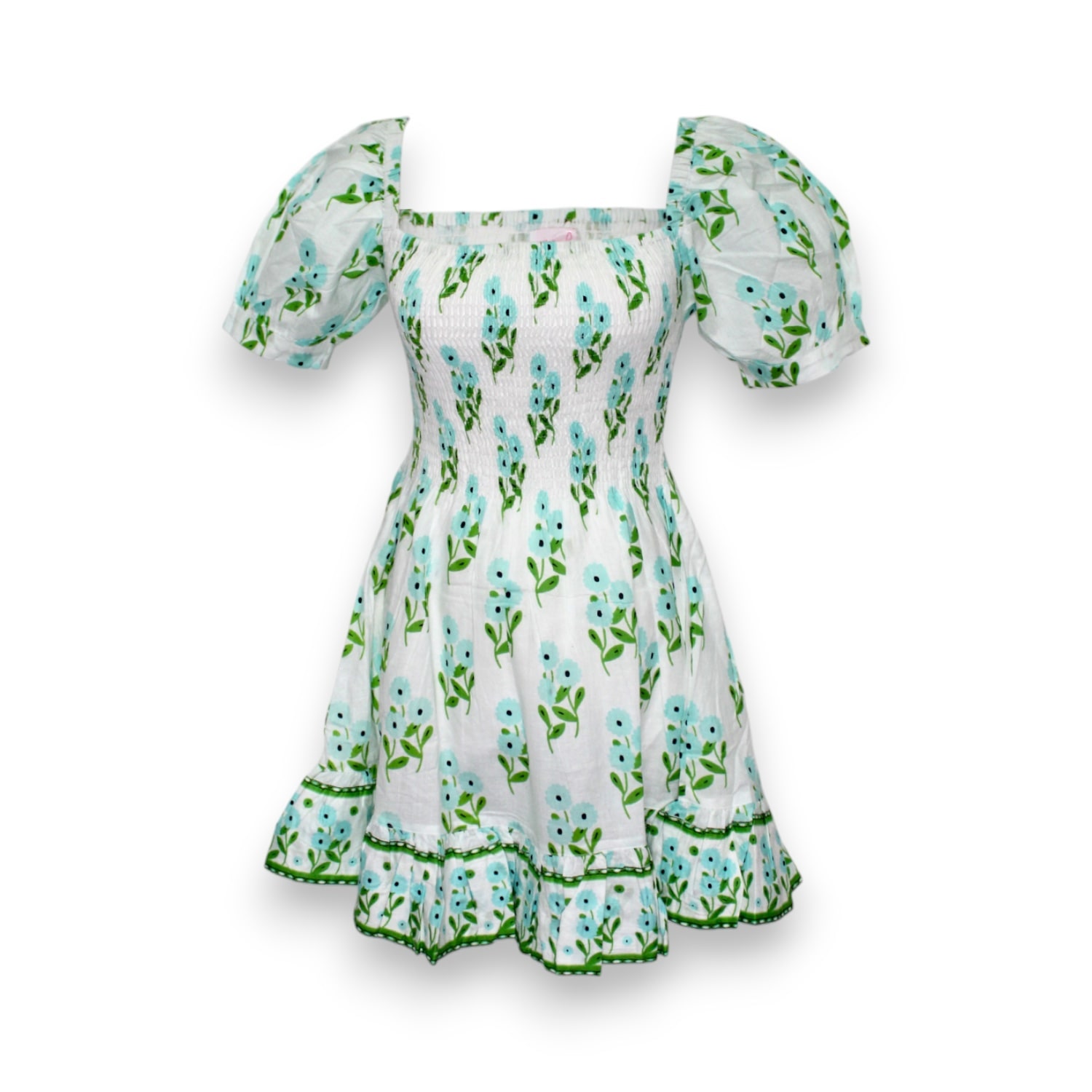 Women&rsquo;s Blue Poppy Dress Short - Bunch Of Daisies - Aqua | Large | Mary Marshmallow