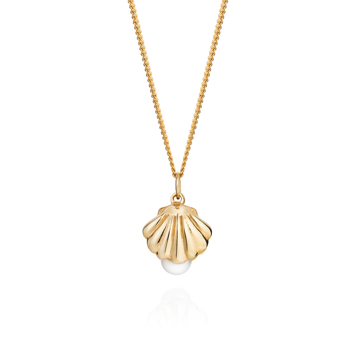 Women’s Double Side Shell & Pearl Necklace - Gold Lee Renee