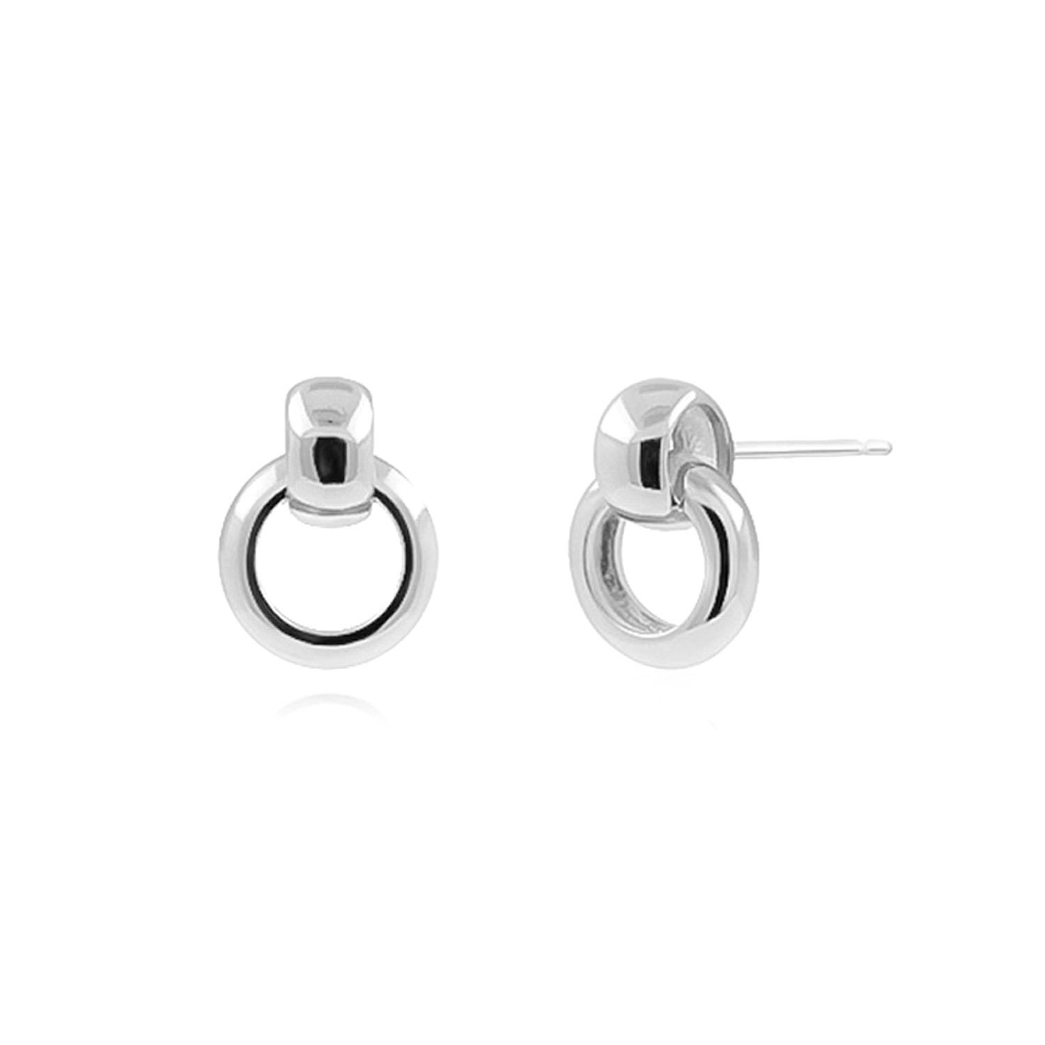 Cote Cache Women's Hanging Hoop Silver Stud Earrings