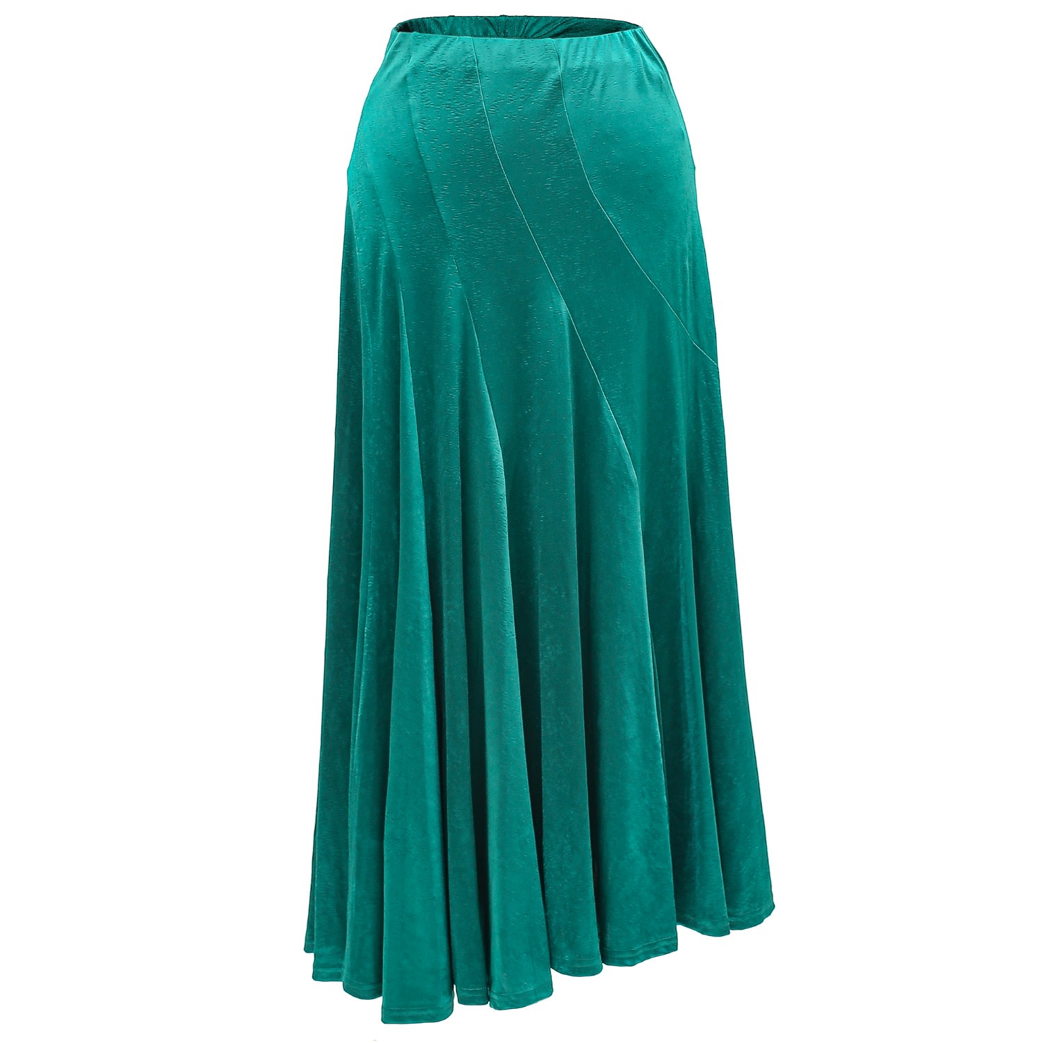 Smart And Joy Women's Green Very Flared Long Velvet Skirt In Green