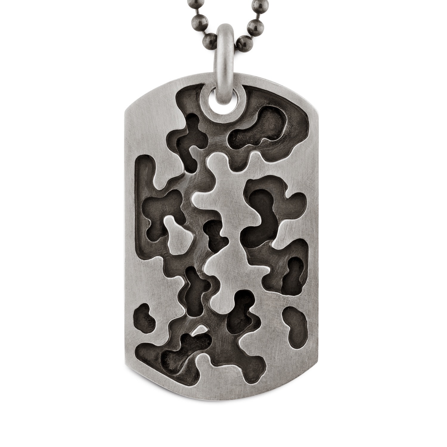 Snake Bones Men's Camouflage Dog Tag In Sterling Silver