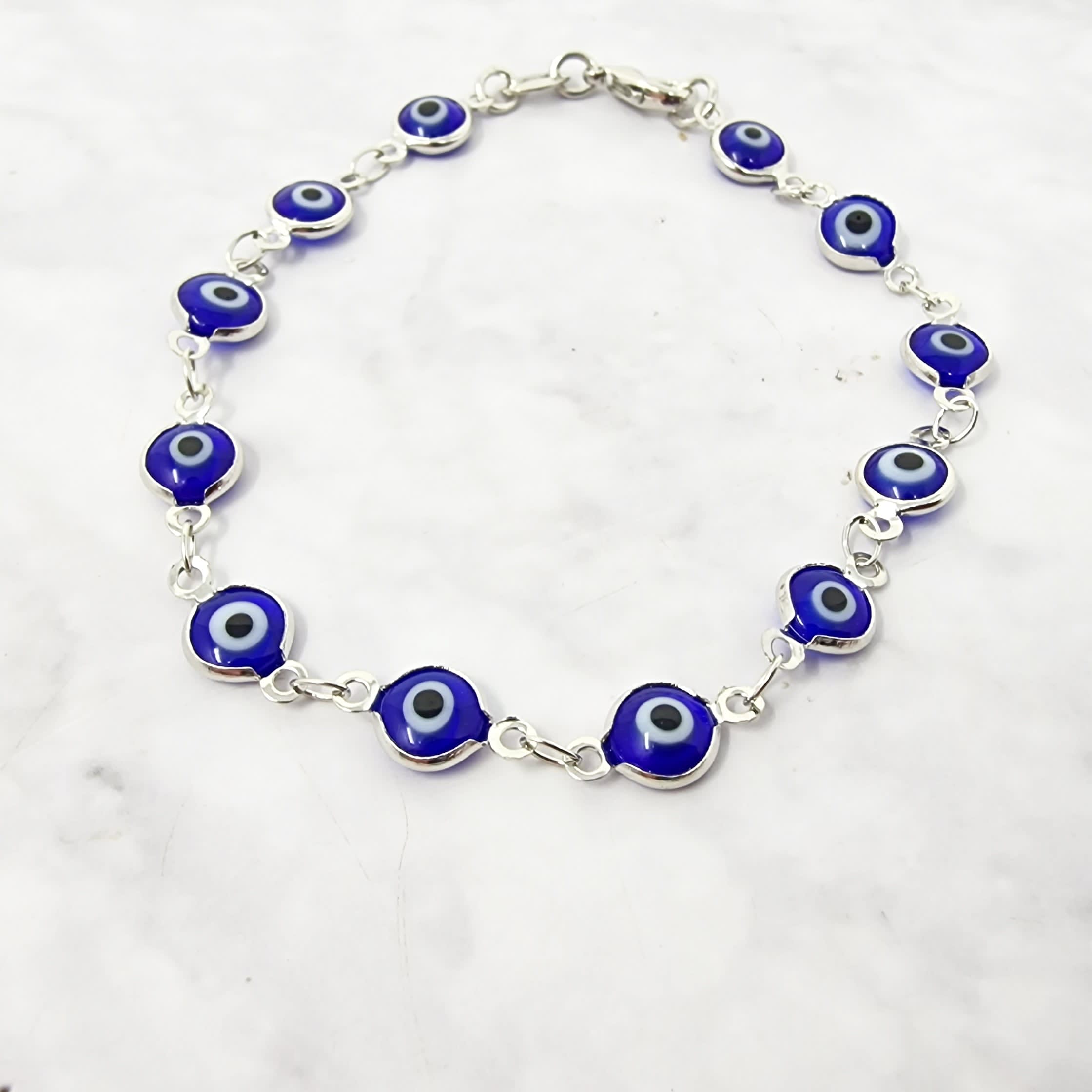Vintage Blue Evil Eye Beaded Belt with Silver Accents w/ Matching Bracelet Amazon.com: RagBear 2Pcs Beaded Bracelet With Evil Eye Charm  main image 3