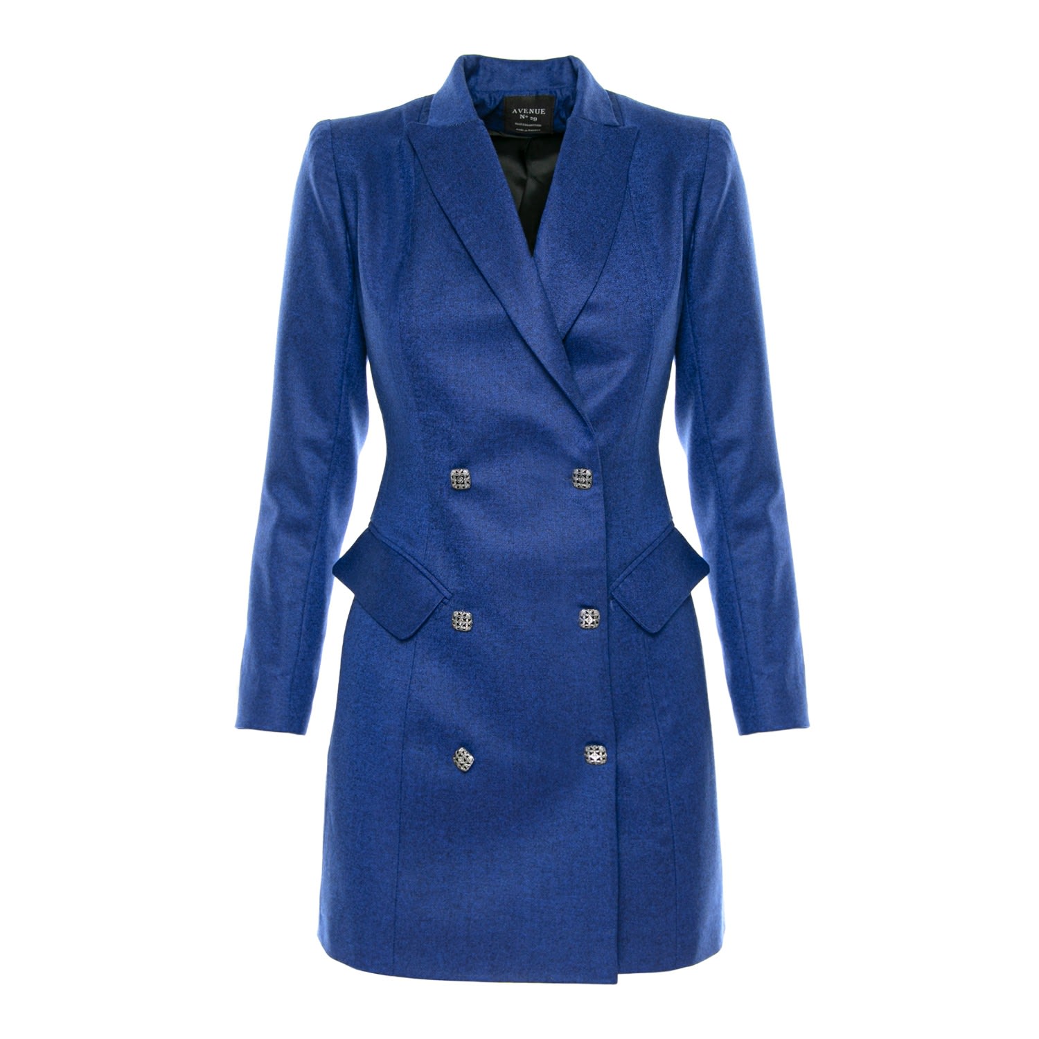Avenue No.29 Women's Blue Double Breasted Wool Blazer Dress In Blue
