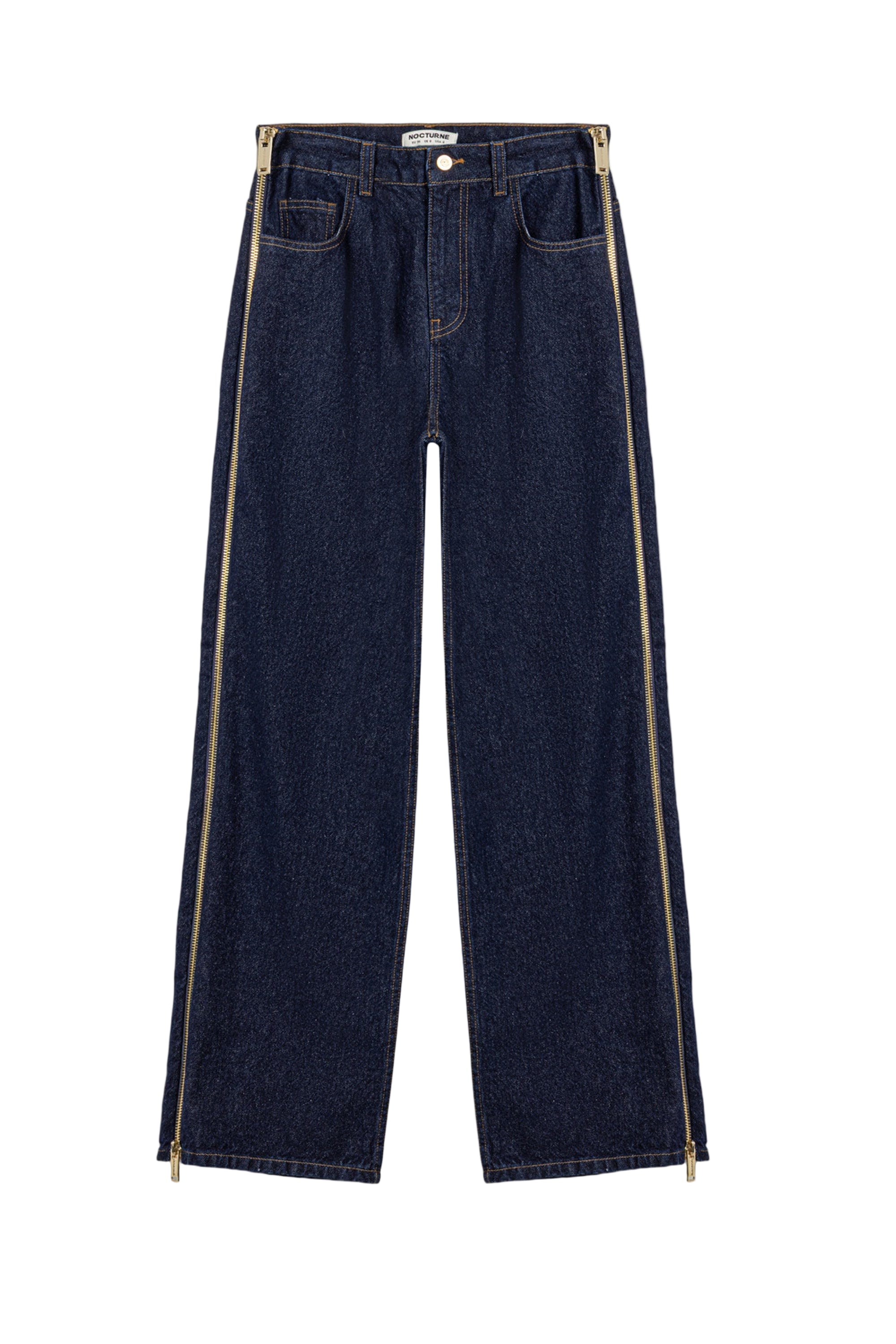 Nocturne Zip Accent Straight-leg Denim Pants In Blue