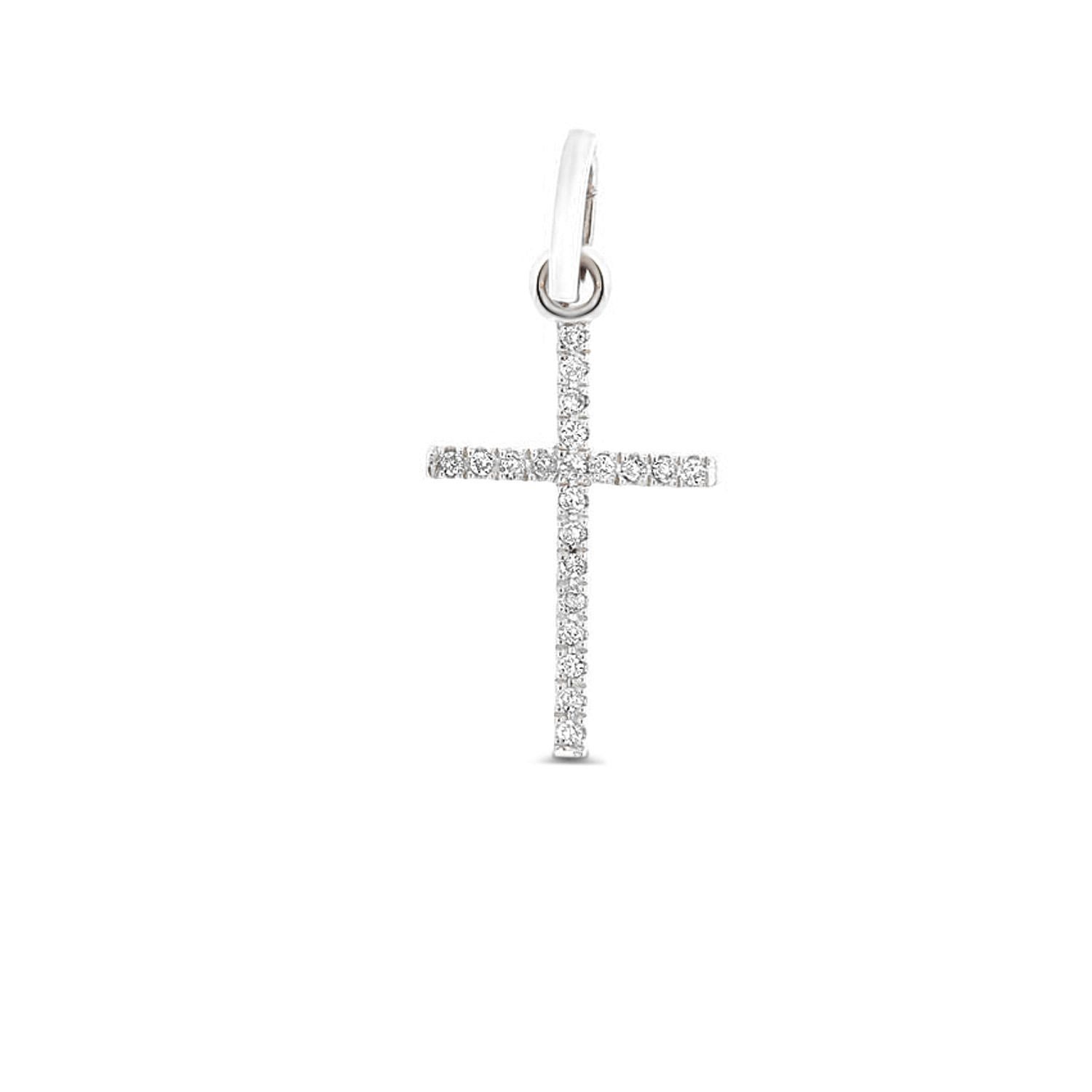 Women’s White Diamond Cross Pendant In 18K Gold Cosanuova