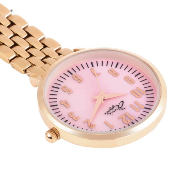 Bermuda Watch Company Annie Apple Pink Mother Of Pearl/rose Gold Link Bracelet Nurse Fob Watch