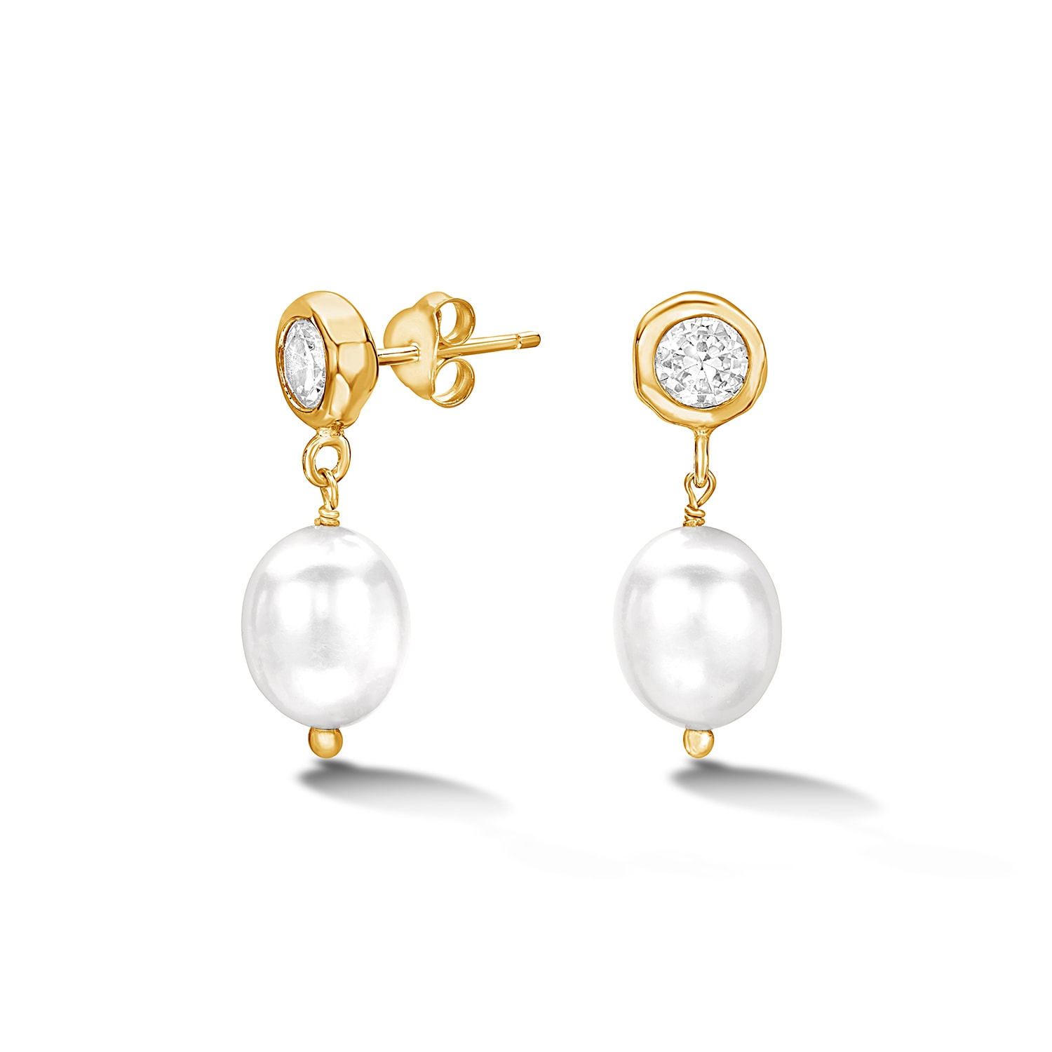 Dower & Hall Women's Timeless White Topaz & White Pearl Earrings Gold In Metallic