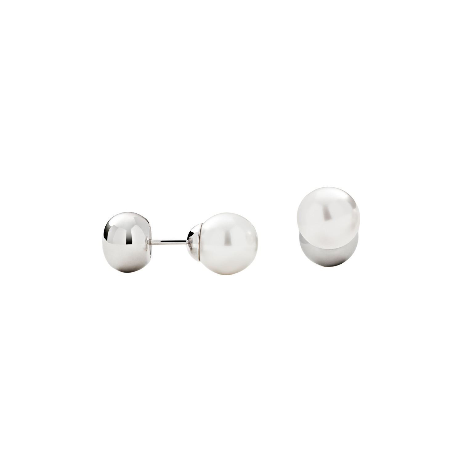 Women’s Minimalism Galet Steel Ball Pearl Stud Earrings - Silver Me30