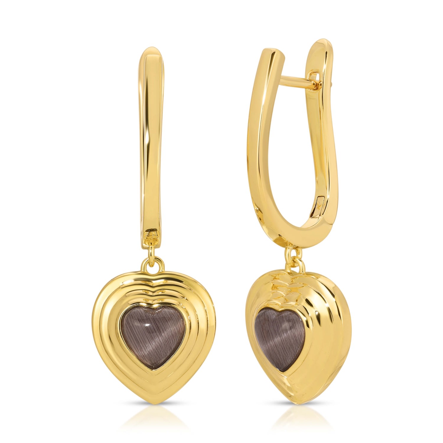 Women’s Gold Heart Of Stone Hoop Earrings - Black Glamrocks Jewelry