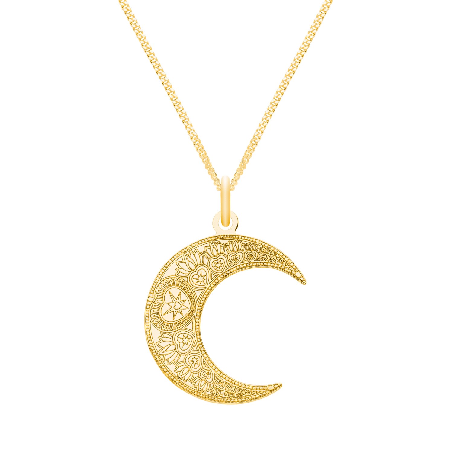 Women’s Small Gold Mandala Moon Pendant Necklace Cartergore