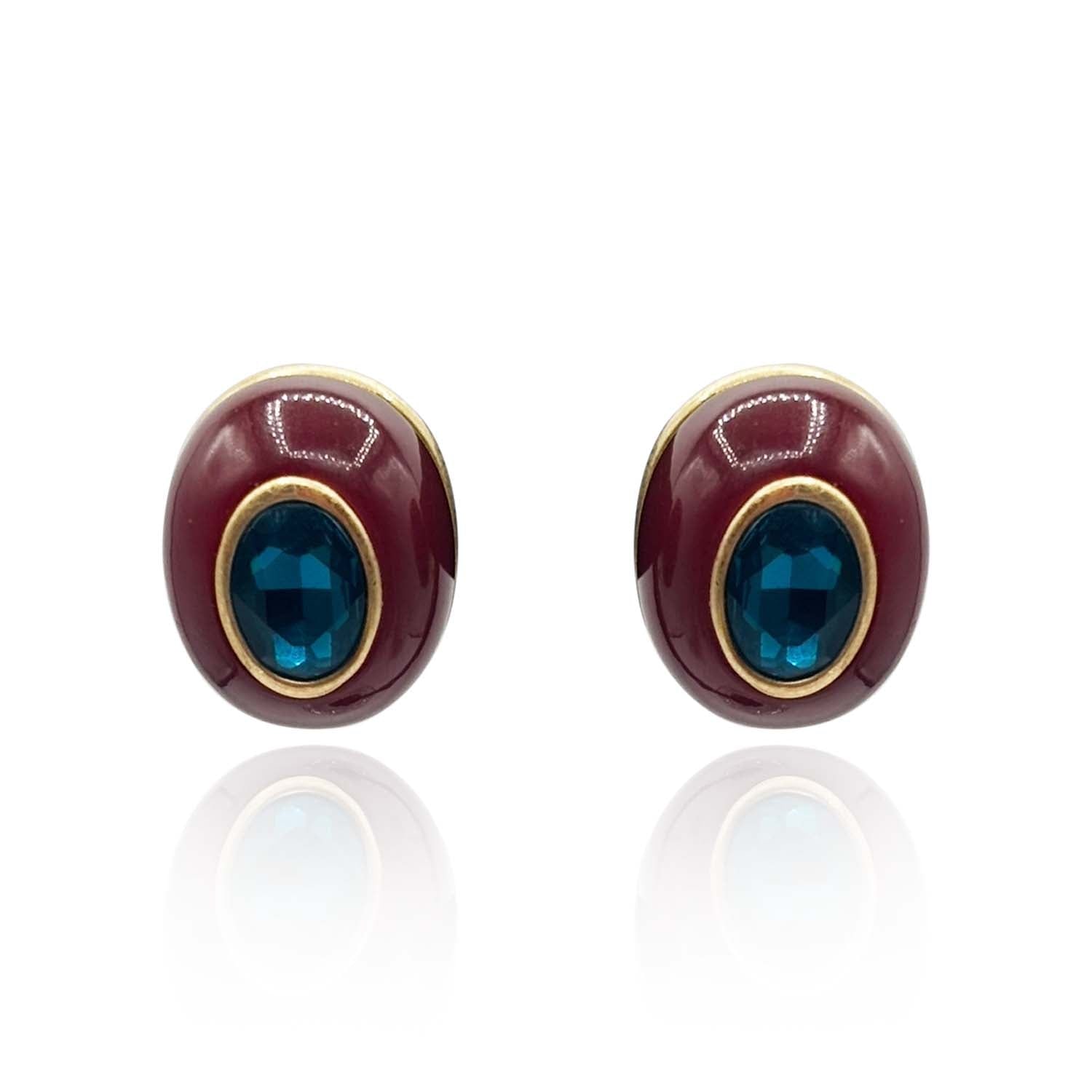 Michael Nash Jewelry Women's Blue / Brown Stephanie Brown Resin Pierced Earring With Sapphire Glass Stone In Brown