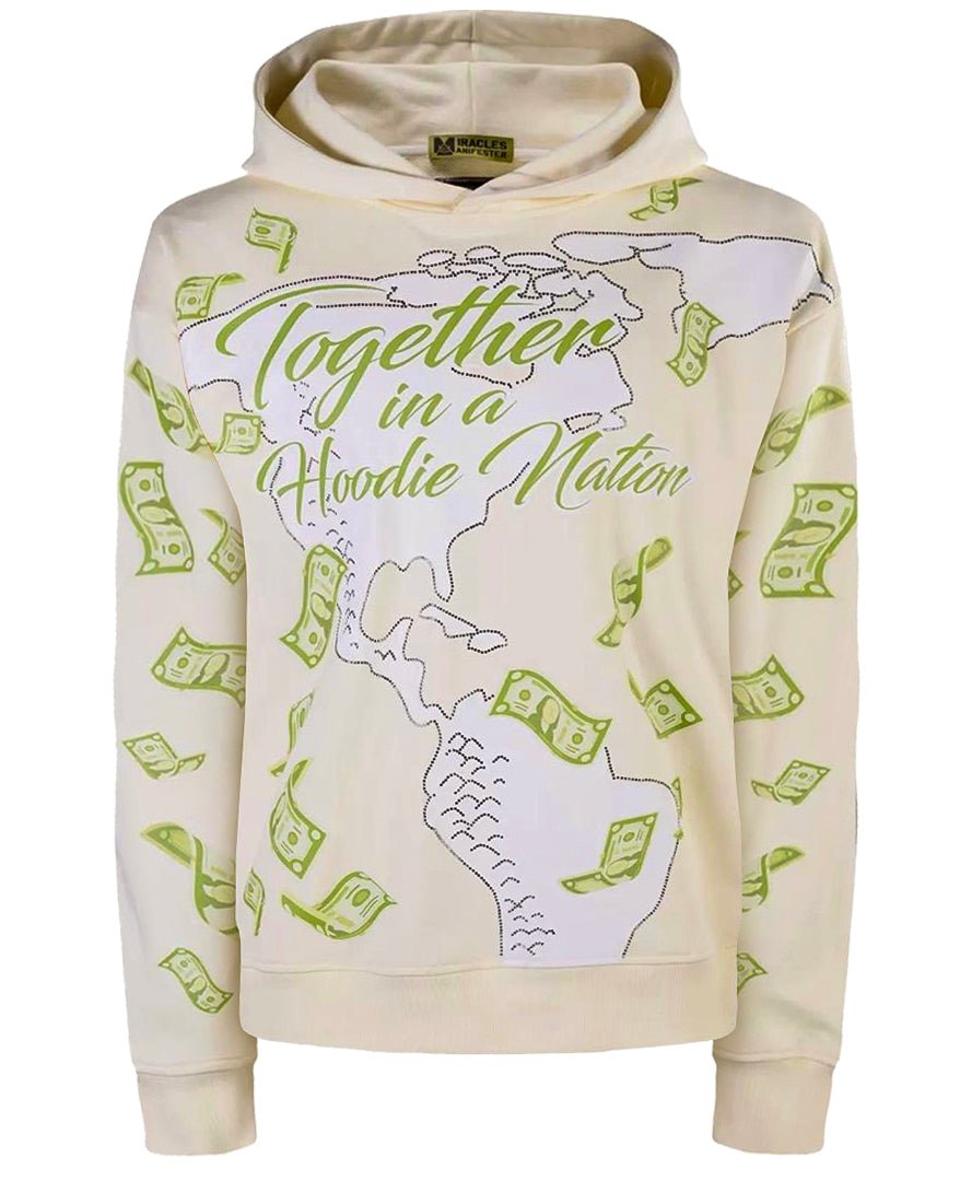 Women’s Neutrals Manifestation Embroidered Hoodie With Rhinestone Design - Sand Medium Miracles Manifester