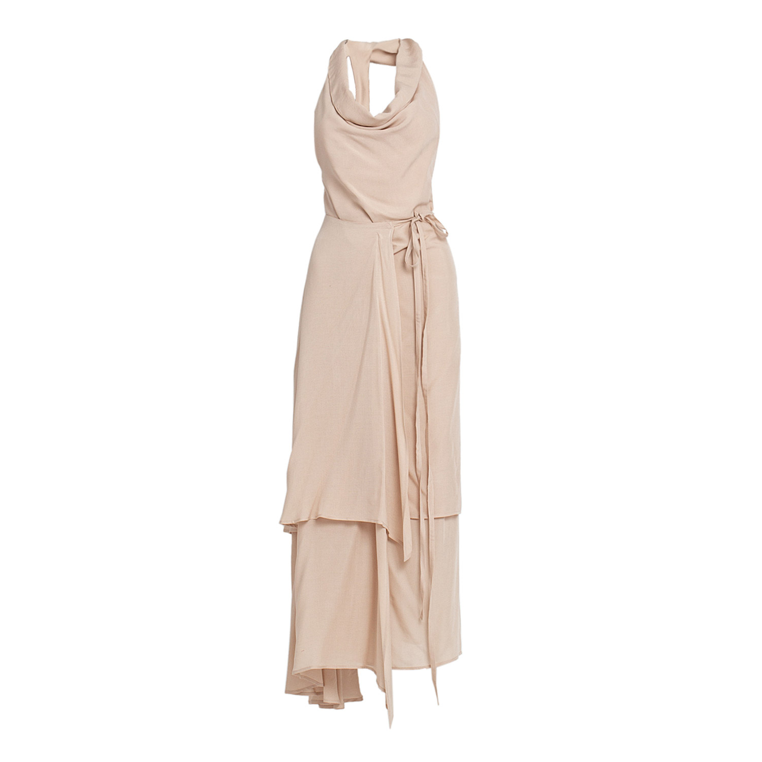 Bianca Popp Women's Neutrals Asymmetrical Collar Bareback Dress In Nude In Brown