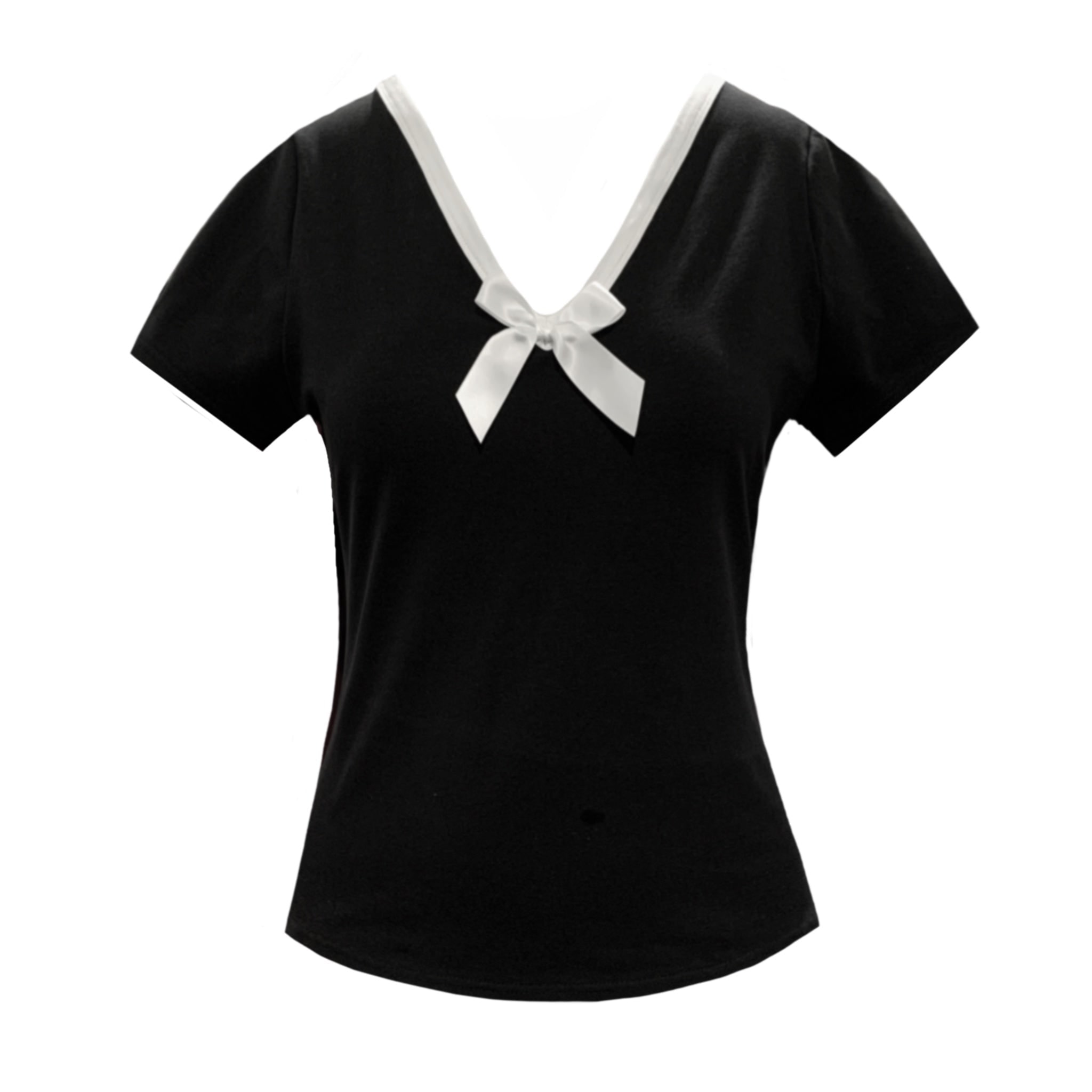 Frock Tales Women's Black / White Tuamoto Top In Black With White Trim & Bow