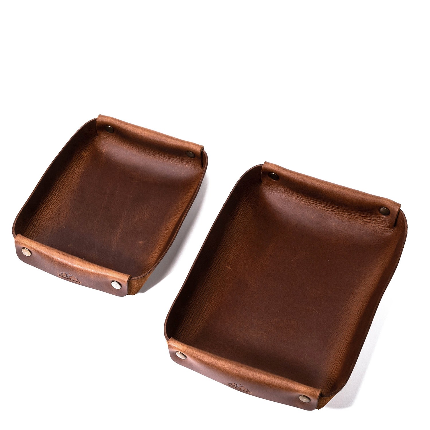 Leather Valet Tray - Set Of 2 - Brown Roarcraft