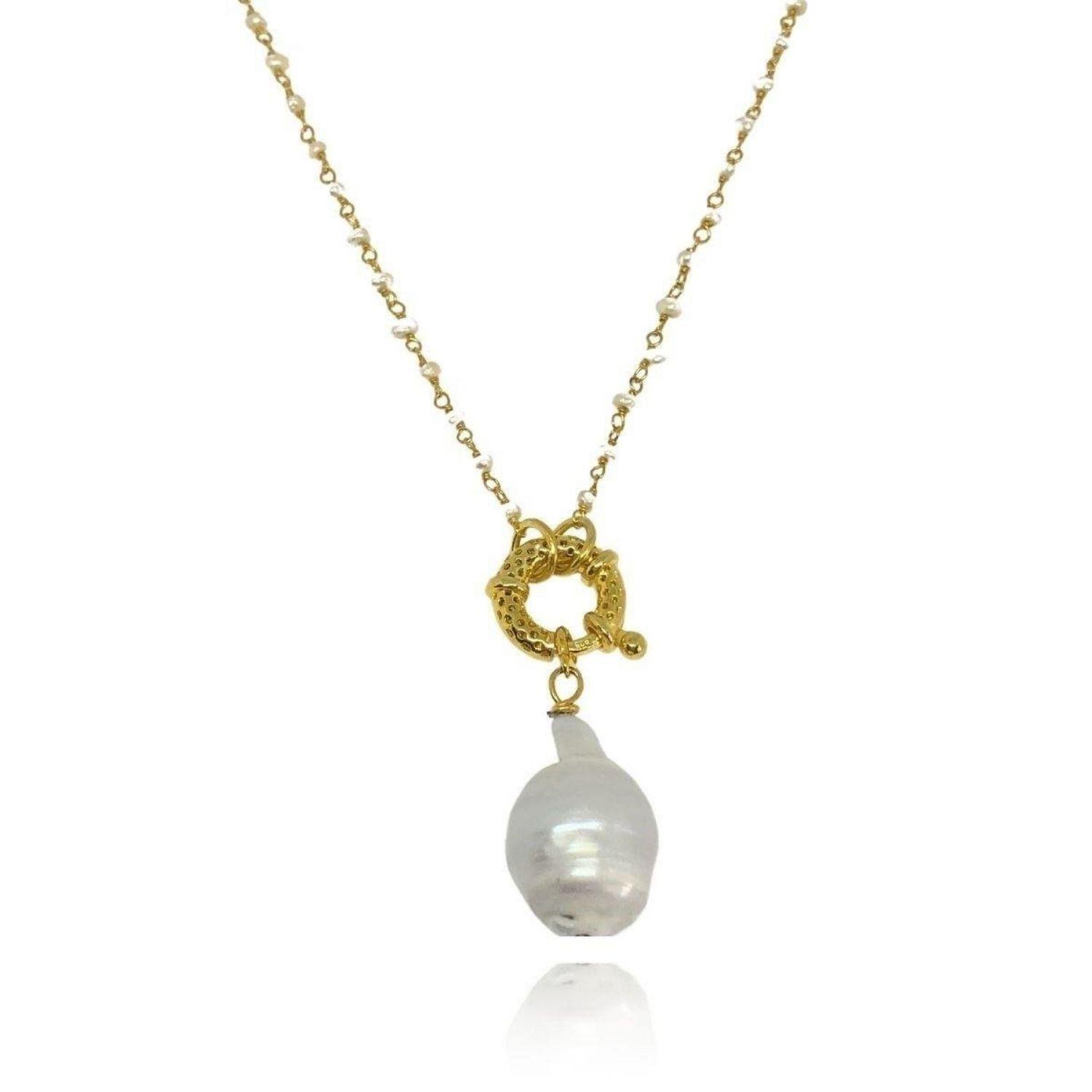 Linya Jewellery Women's Gold Pretty Pearl Chain Necklace In Gold