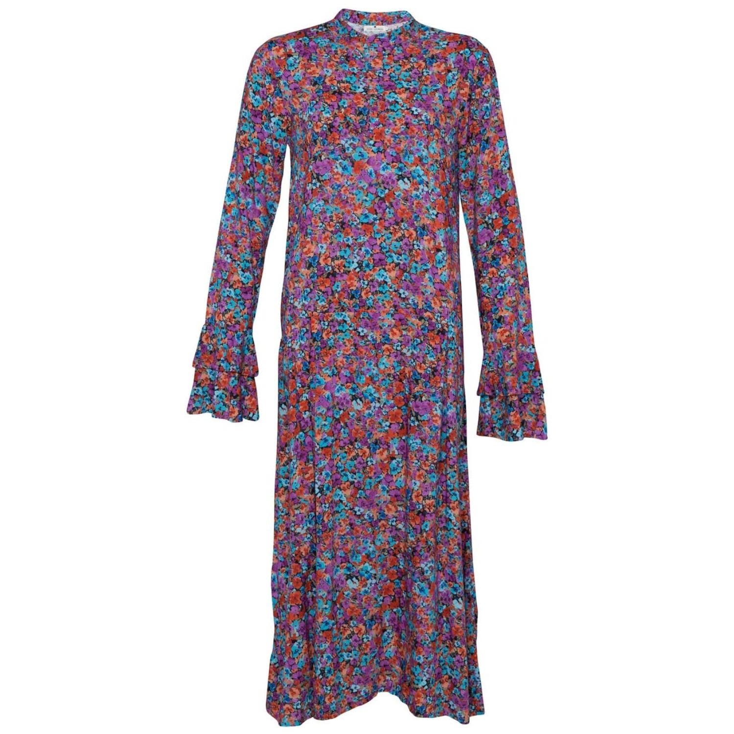State Of Georgia Women's Red Jemima Midi/maxi Dress Double Layer Sleeve Floral Explosion Raspberry In Red