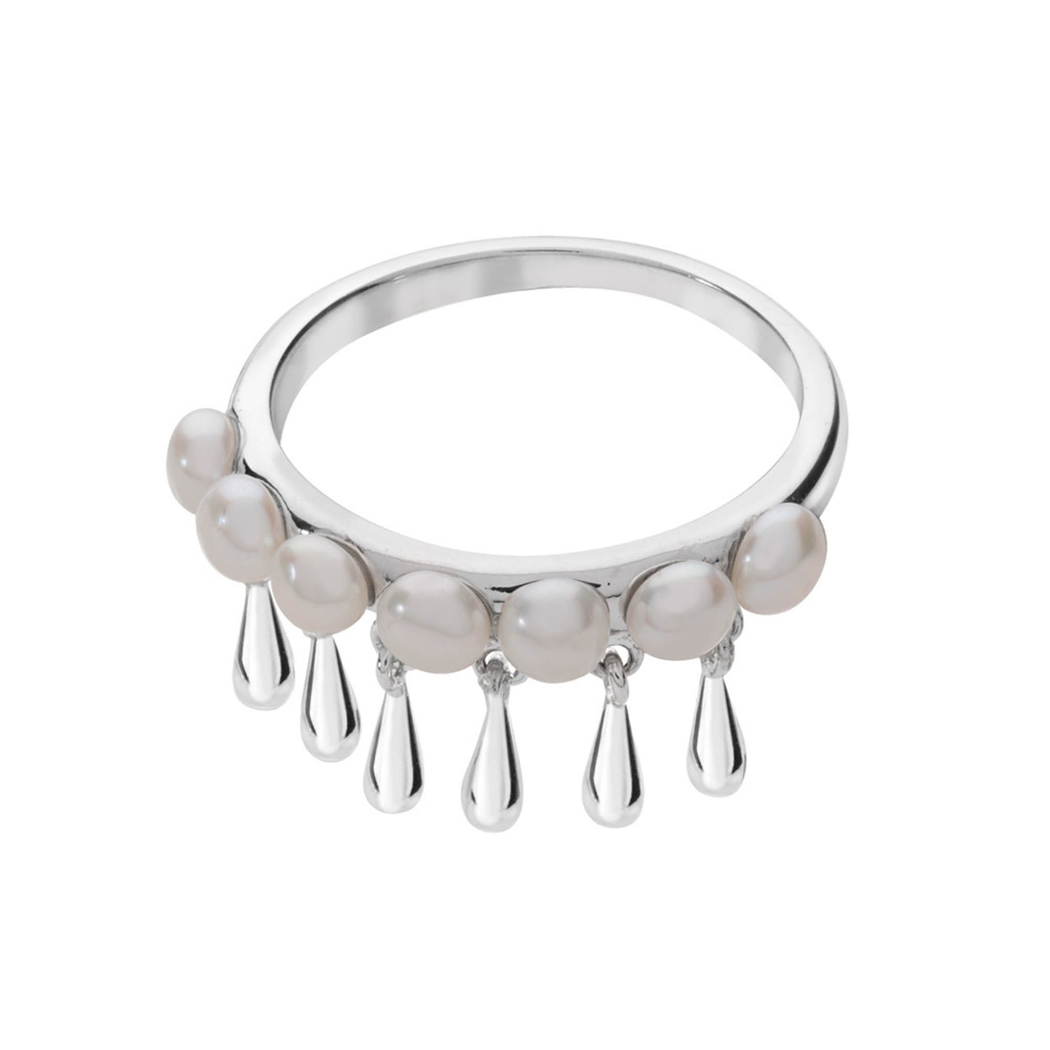 Women’s Silver Royal Pearl Drop Ring Lucy Quartermaine