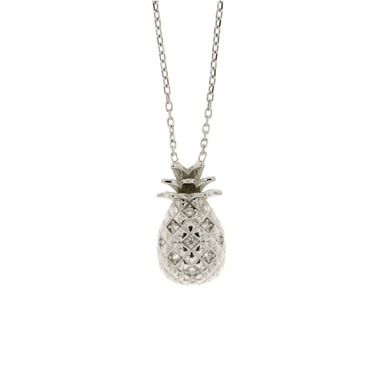 Women’s Sterling Silver Pineapple Cz Necklace Cosanuova