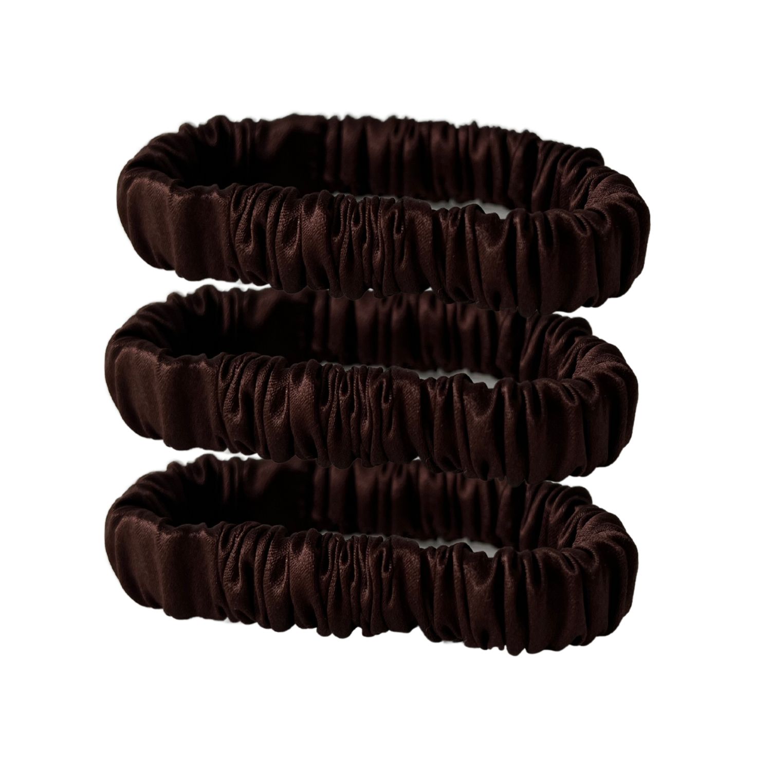 Sylki Women's Brown Silk Hair Ties - Three Pack In Brown