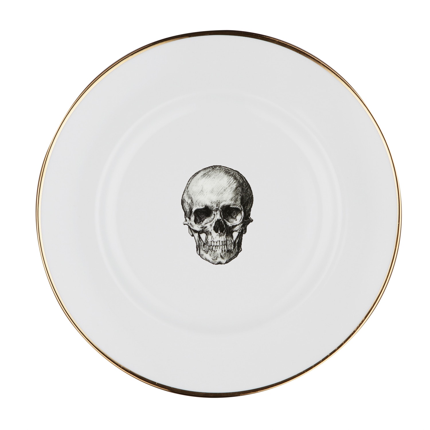 White / Gold Skull Bone China Salad Plate Melody Rose London