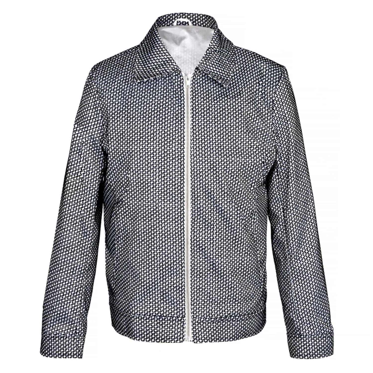 David Wej Men's Black / White Washington Aviator Jacquard Jacket - Black & White In Black/white