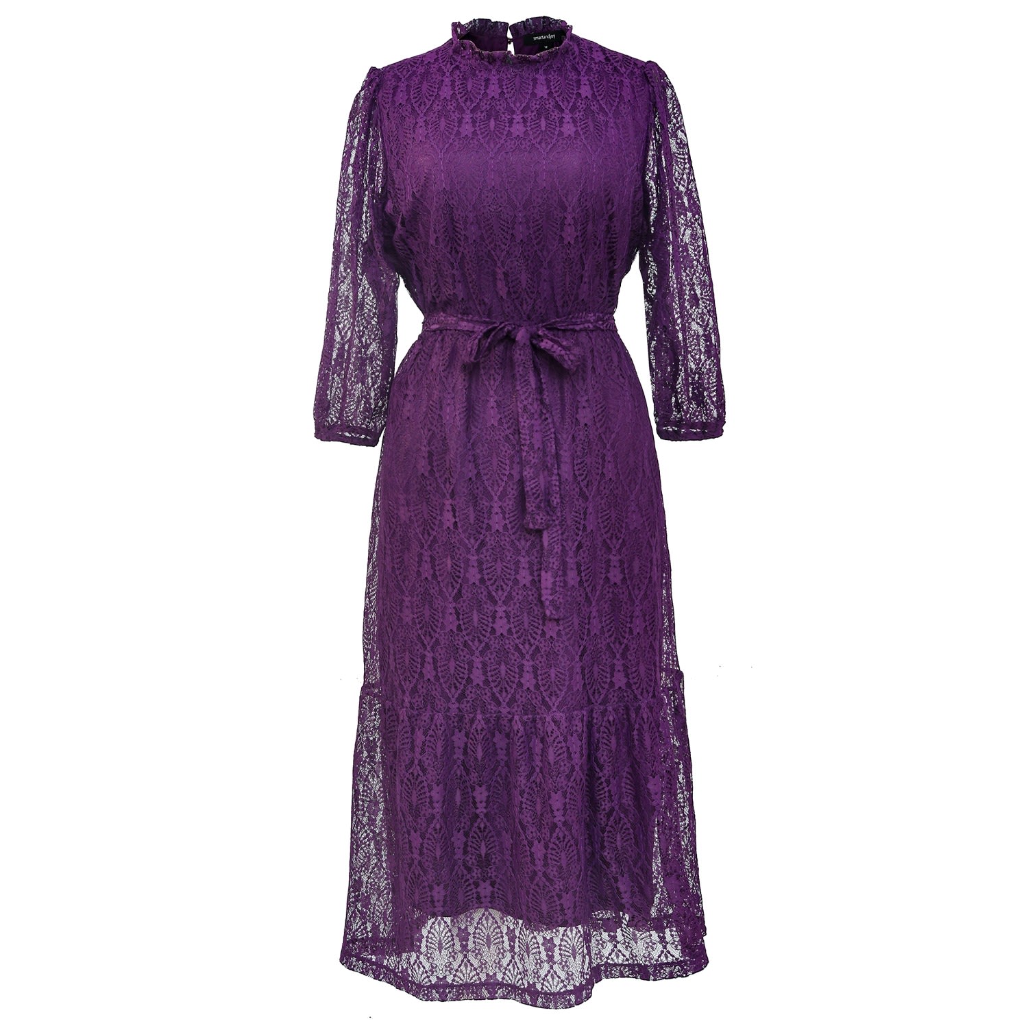 Women’s Pink / Purple Fit-And-Flare Lace Dress Large Smart and Joy