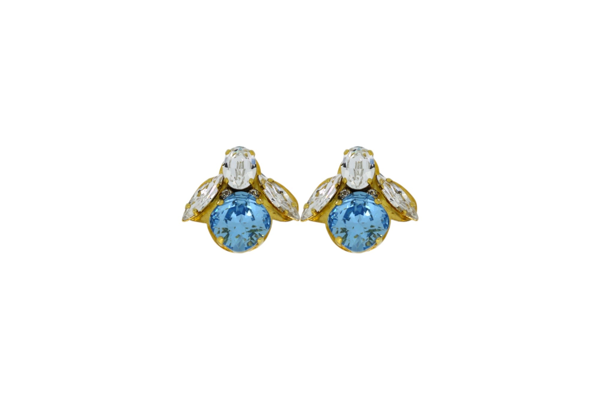 Vickisarge Women's The Baby Blue Bee Earrings In Gold - Clip In Blue