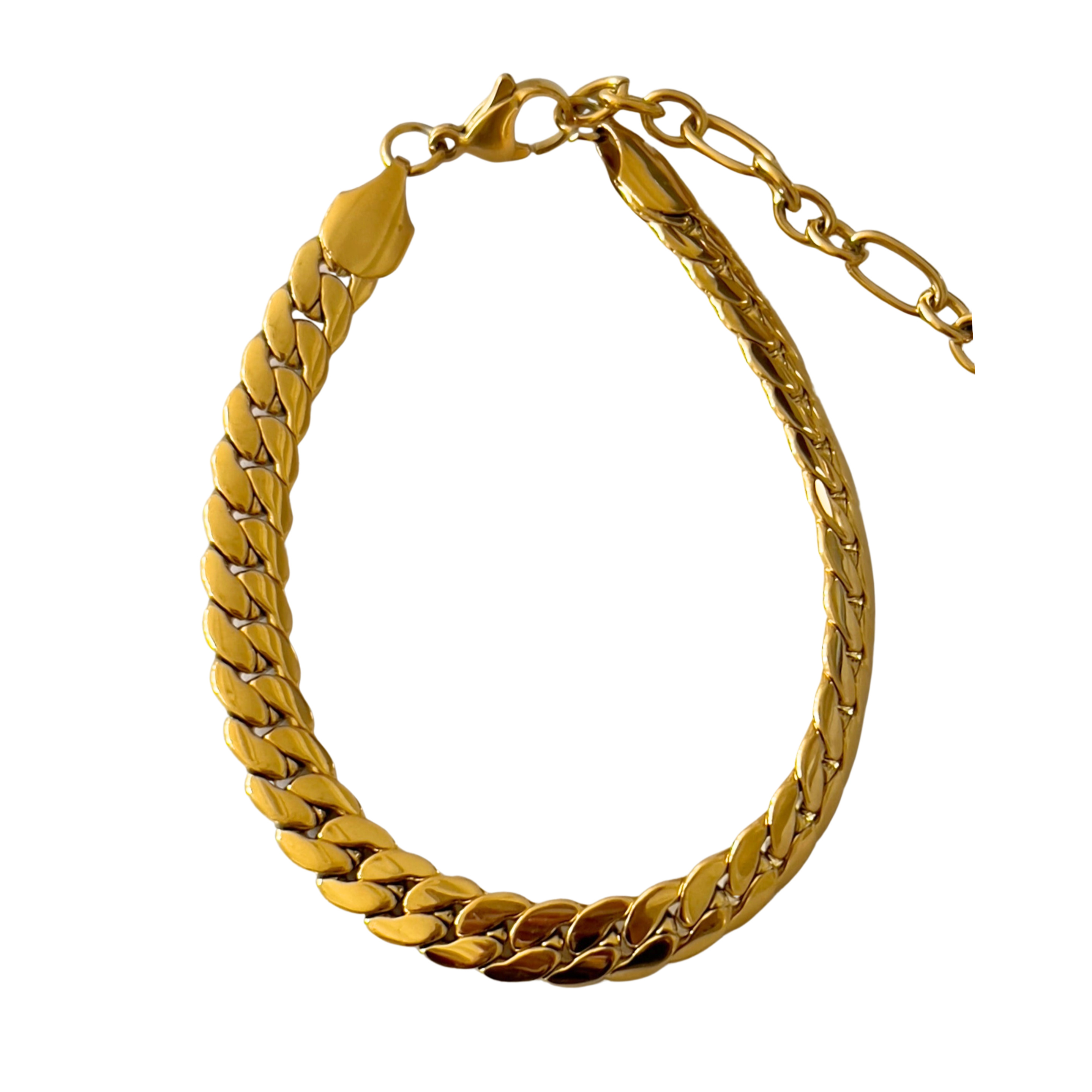 Nazzar Women's Wide Flat Curb Chain Gold Bracelet In Gold