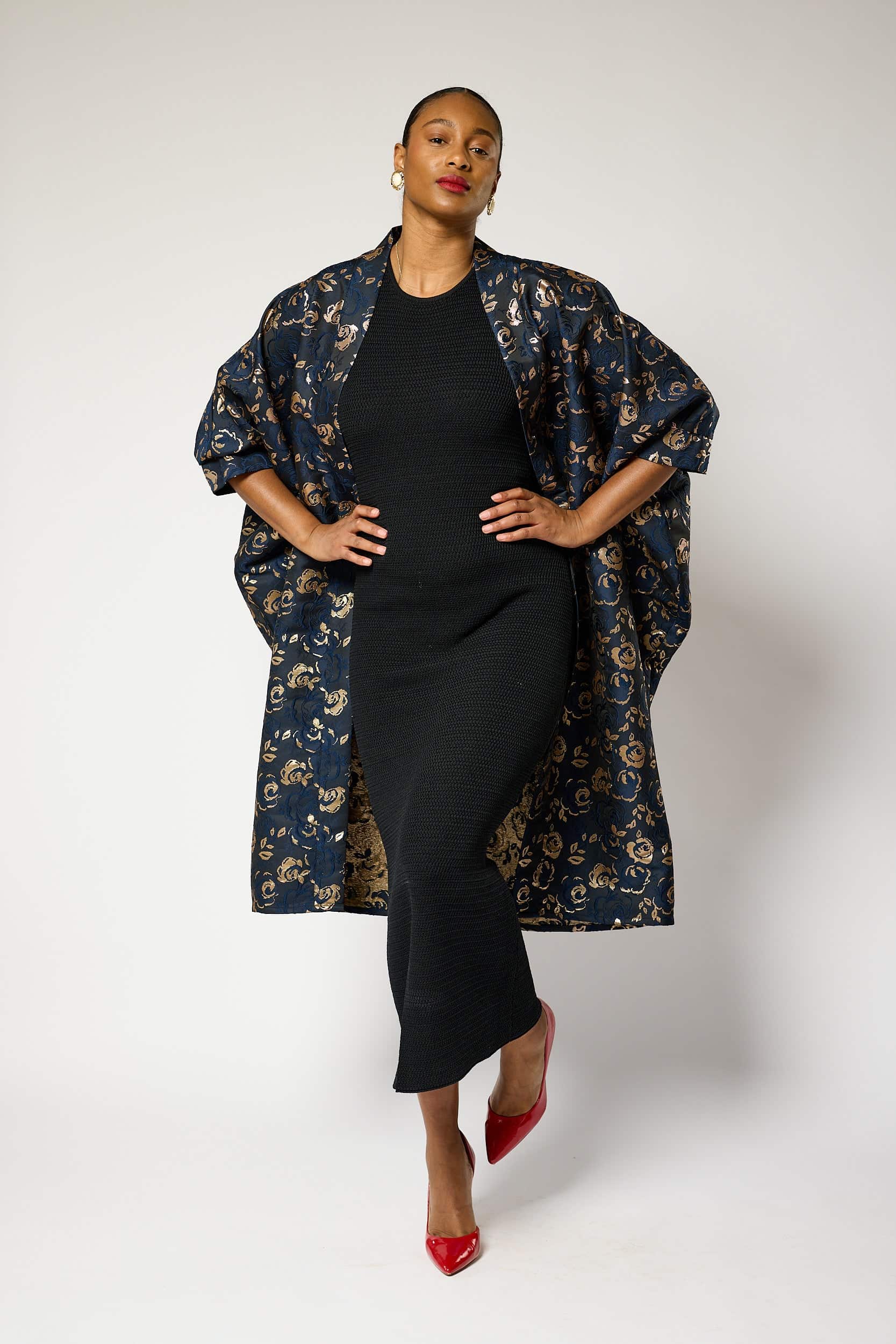 <HEōS> Kimono Sleeve Jacket Regal Azure Blossom Kimono Jacket | Lioness by TF | Wolf & Badger