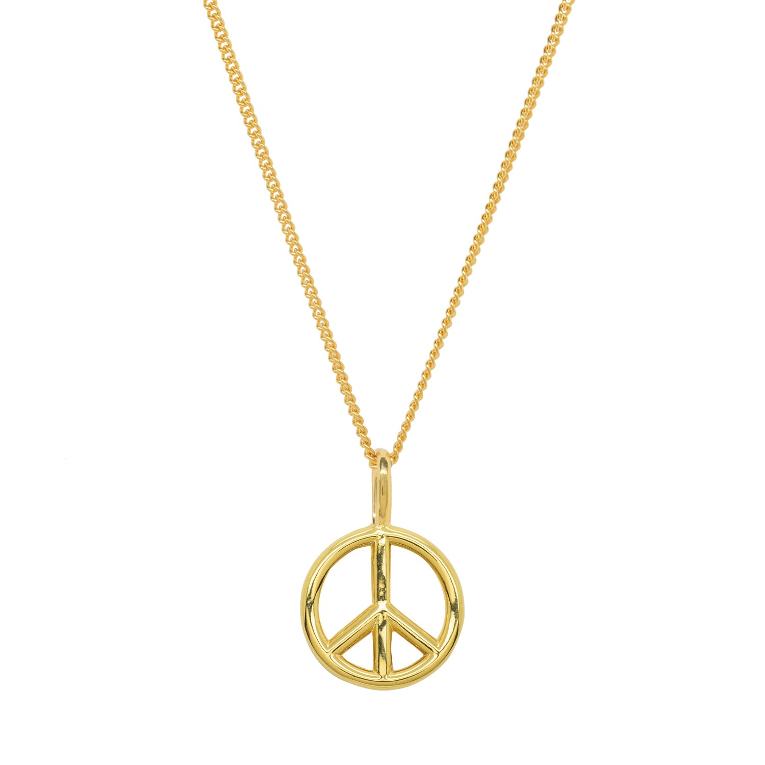 Katie Mullally Limited Men's Peace Sign & Chain In Yellow Gold Plate In Gold