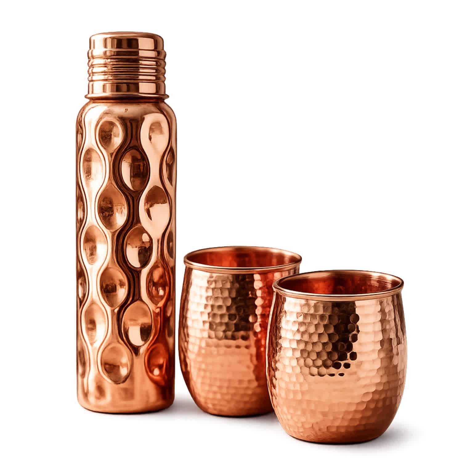Hammered Copper Water Bottle & Tumbler Set | ANATOLIACRAFT | Wolf