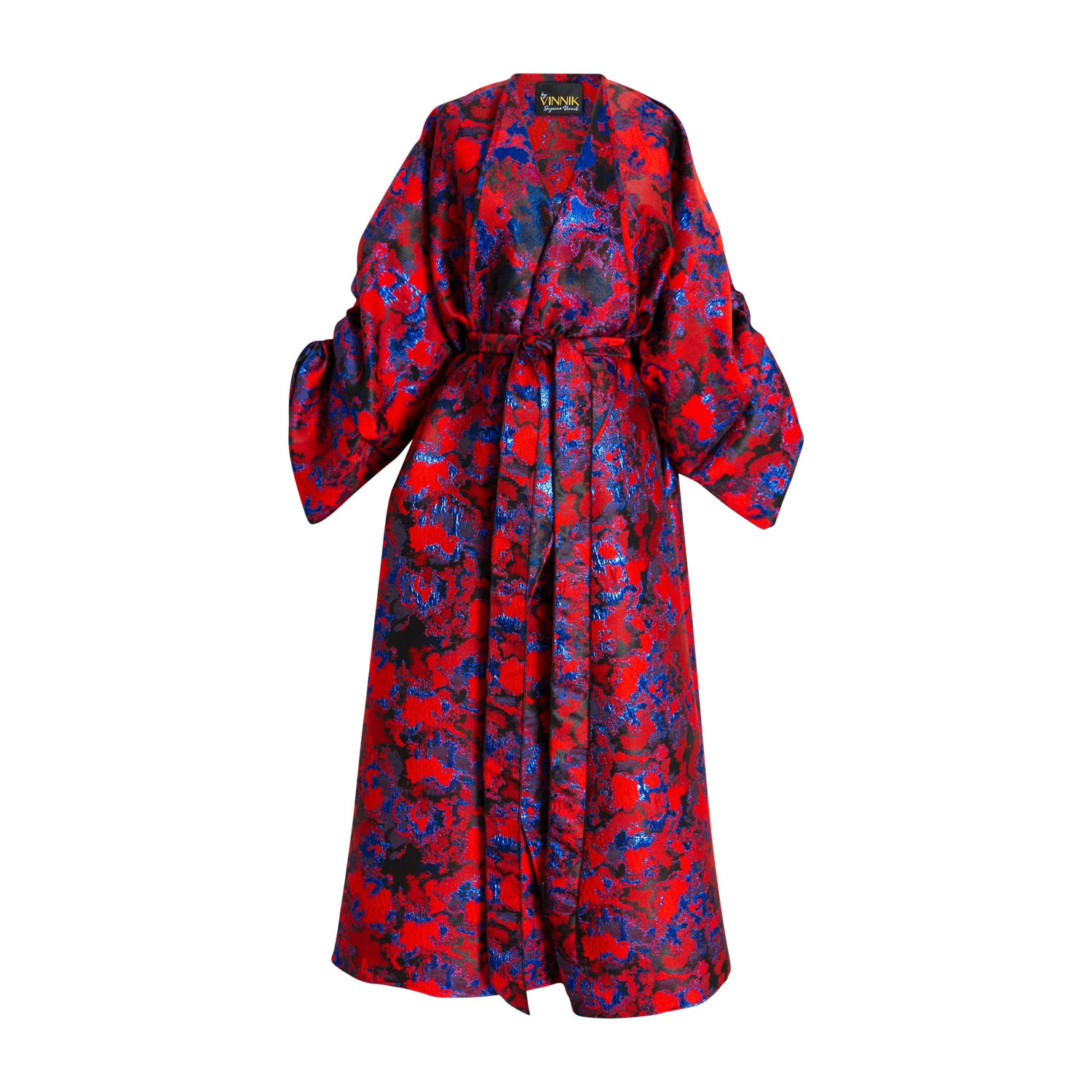 Byvinnik Women's Blue / Red Long Red And Blue Metallic Parisian Coat - Macbeth In Blue/red