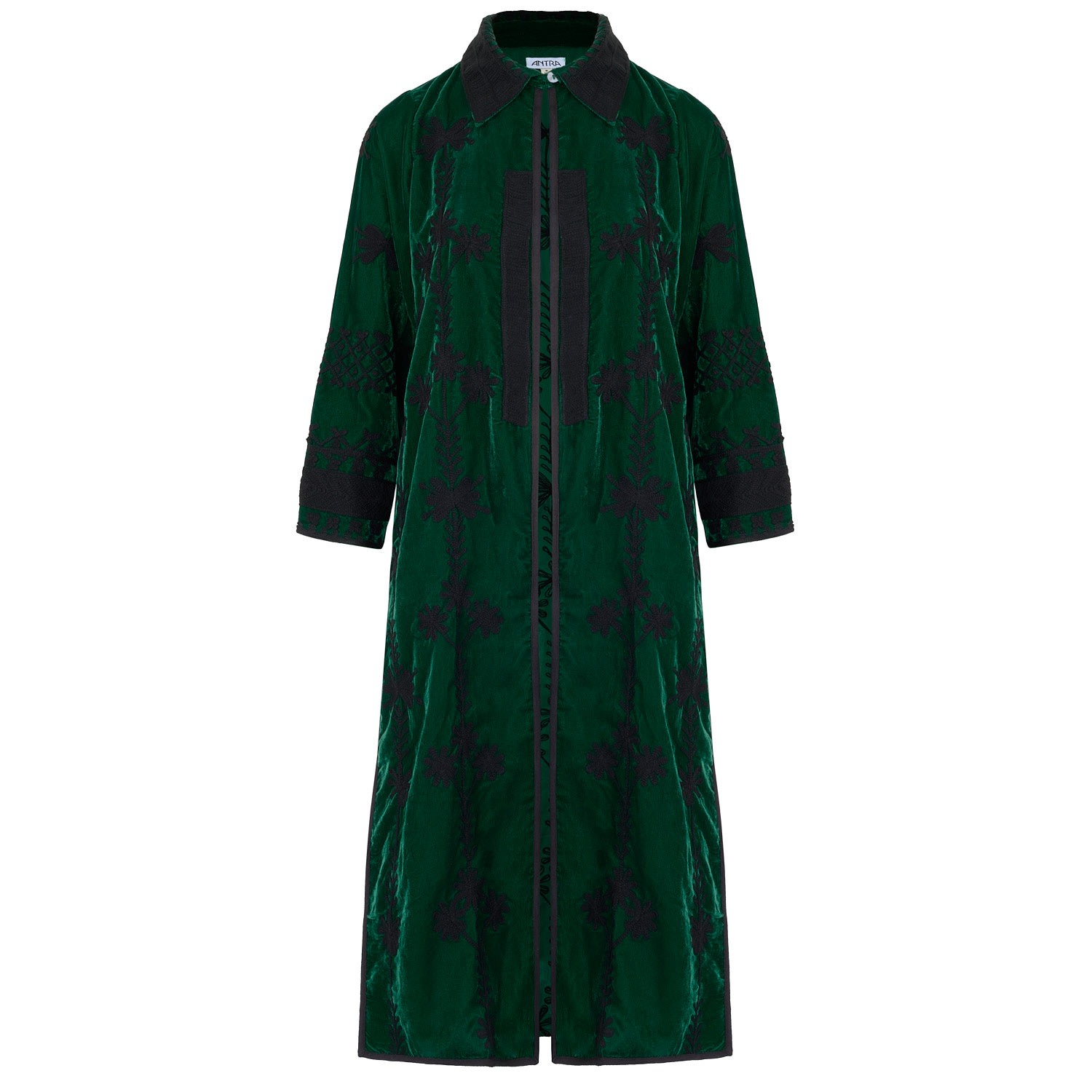 Women's Suki Emerald Green Silk Velvet Coat Dress